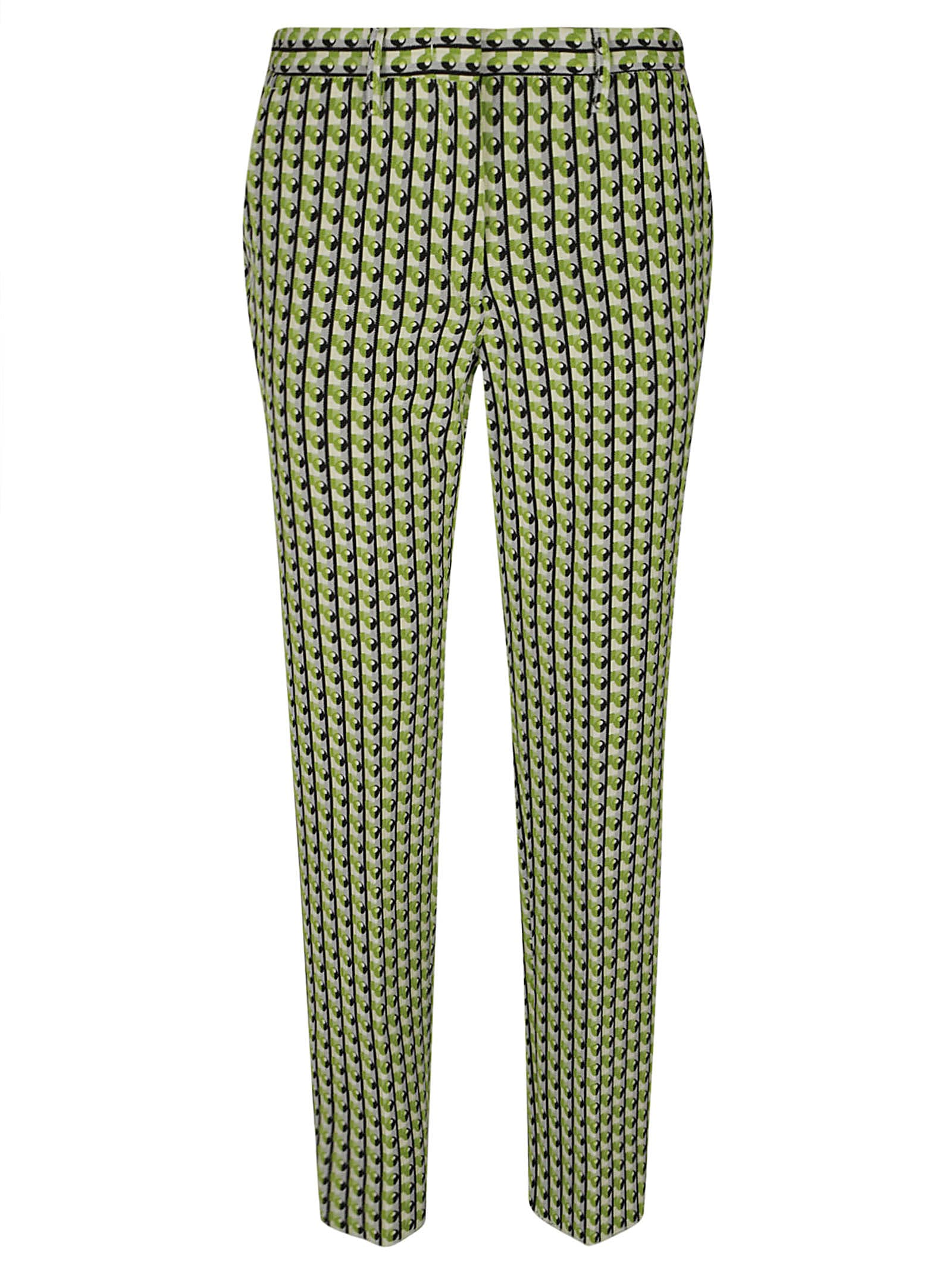 Etro All-over Printed Slim Trousers In Green