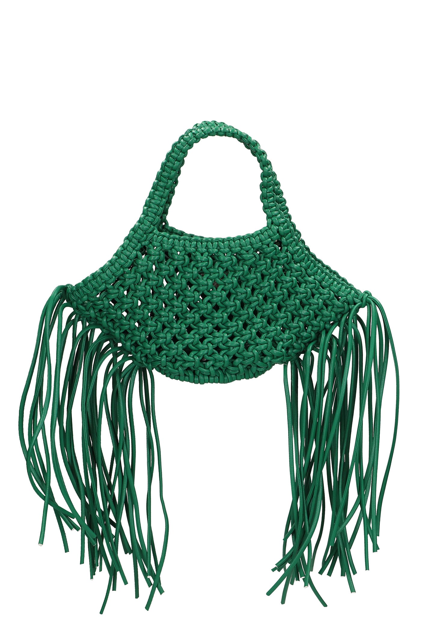 YUZEFI Mini Woven Basket Hand Bag In Green Polyester