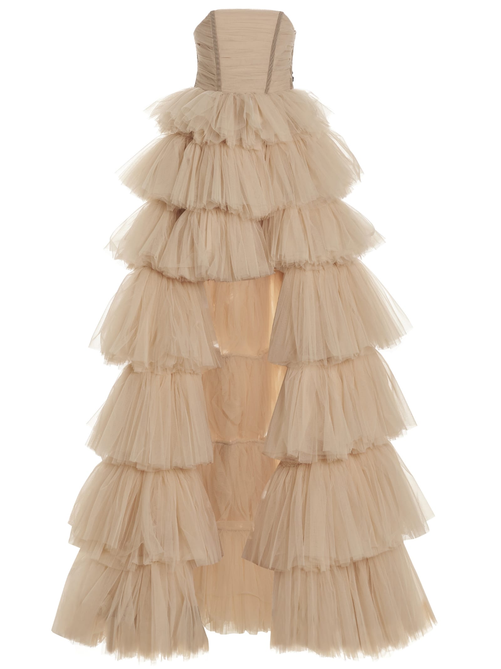 Shop 19:13 Dresscode Maxi Tulle Dress In Beige