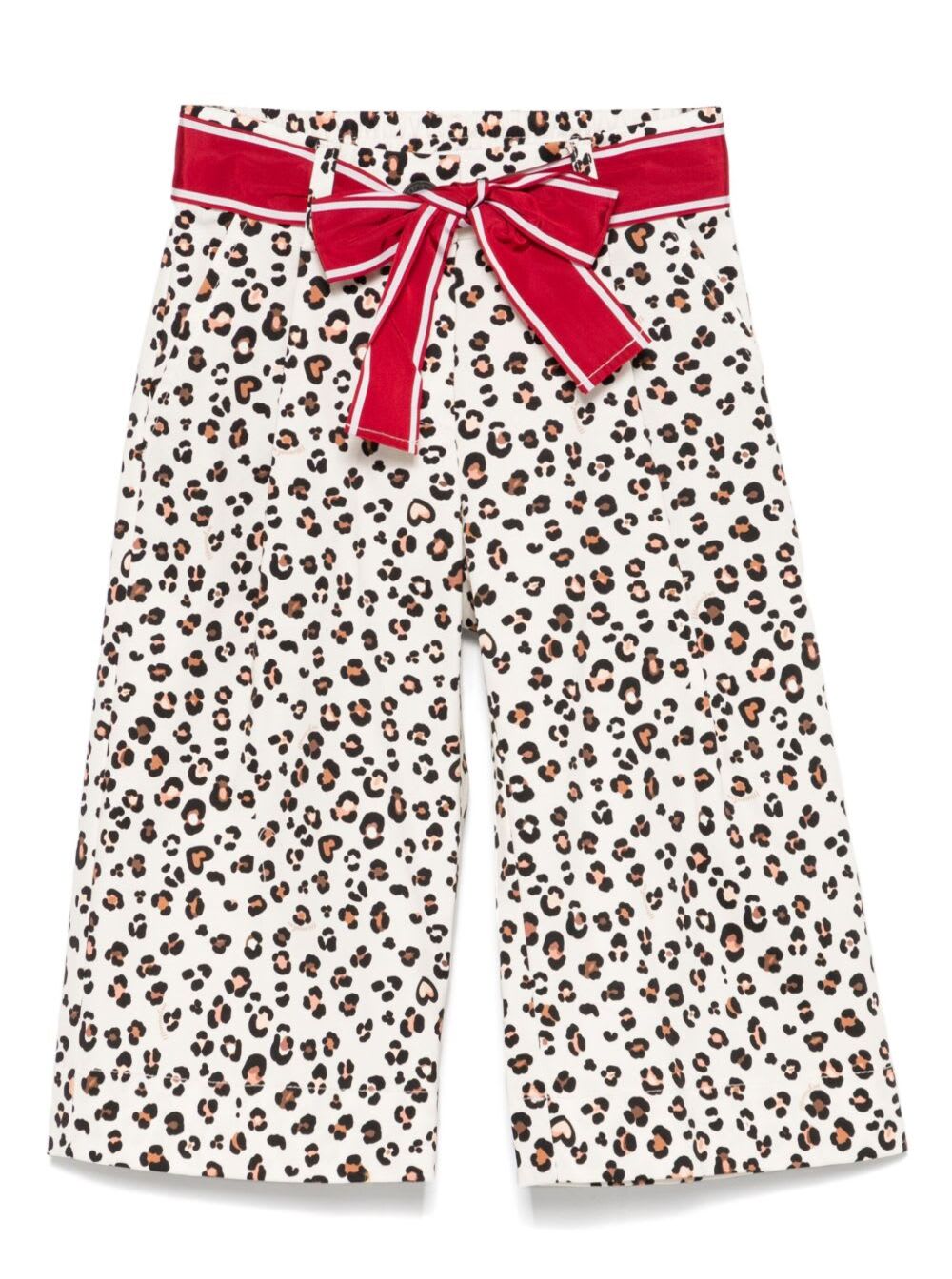 Monnalisa Pantaloni Cropped Gabardi Gabardina St.maculato In Multicolor