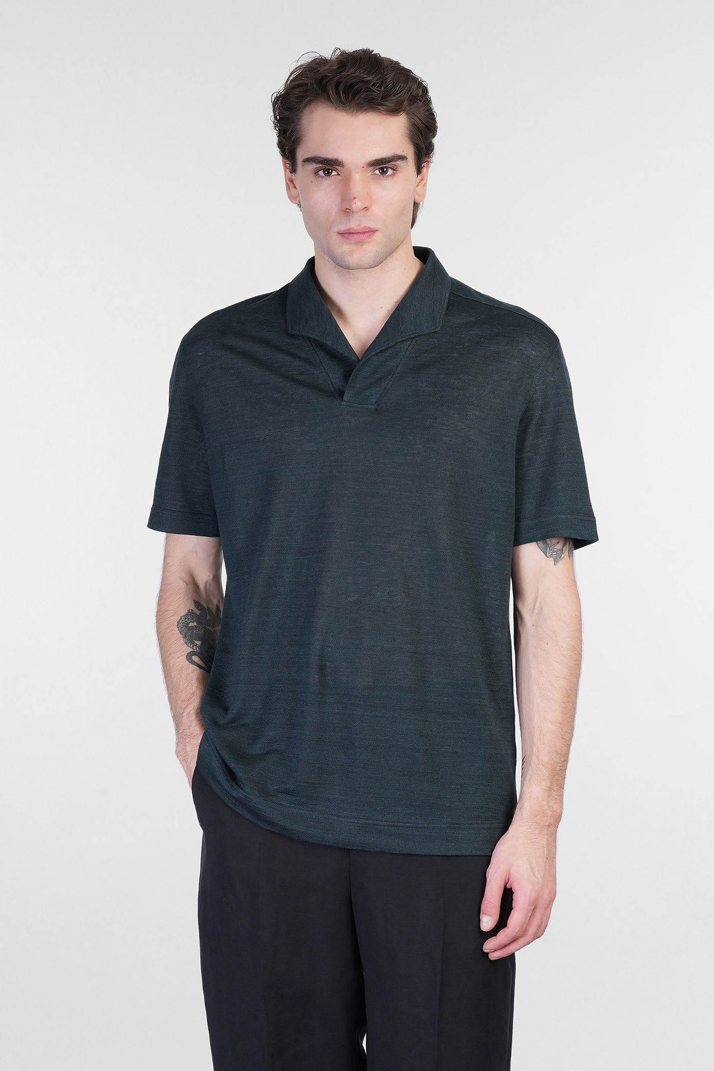 Polo In Green Linen