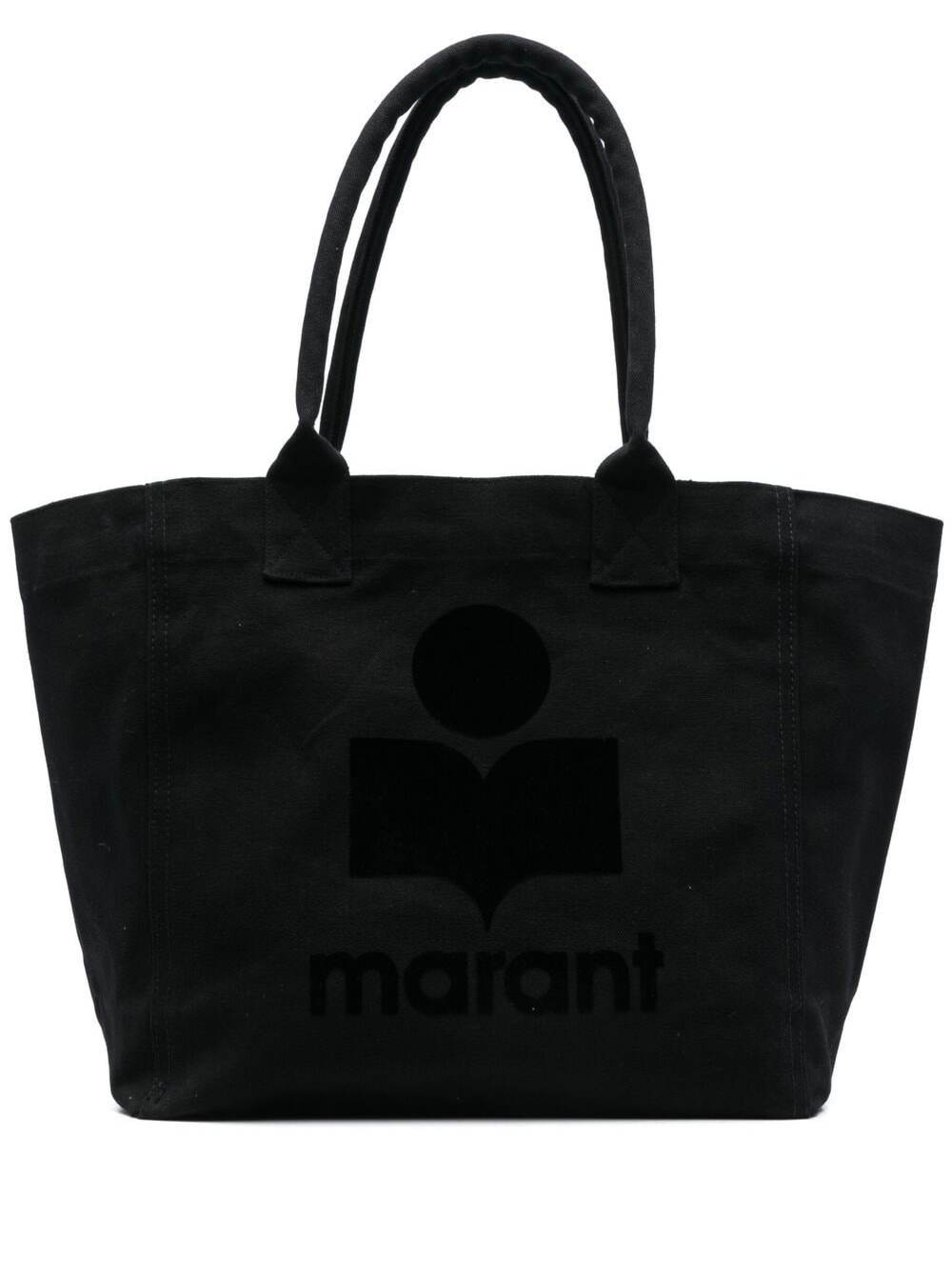 Isabel Marant Yenky Black Small Tote Bag With Logo On The Front In Cotton Woman