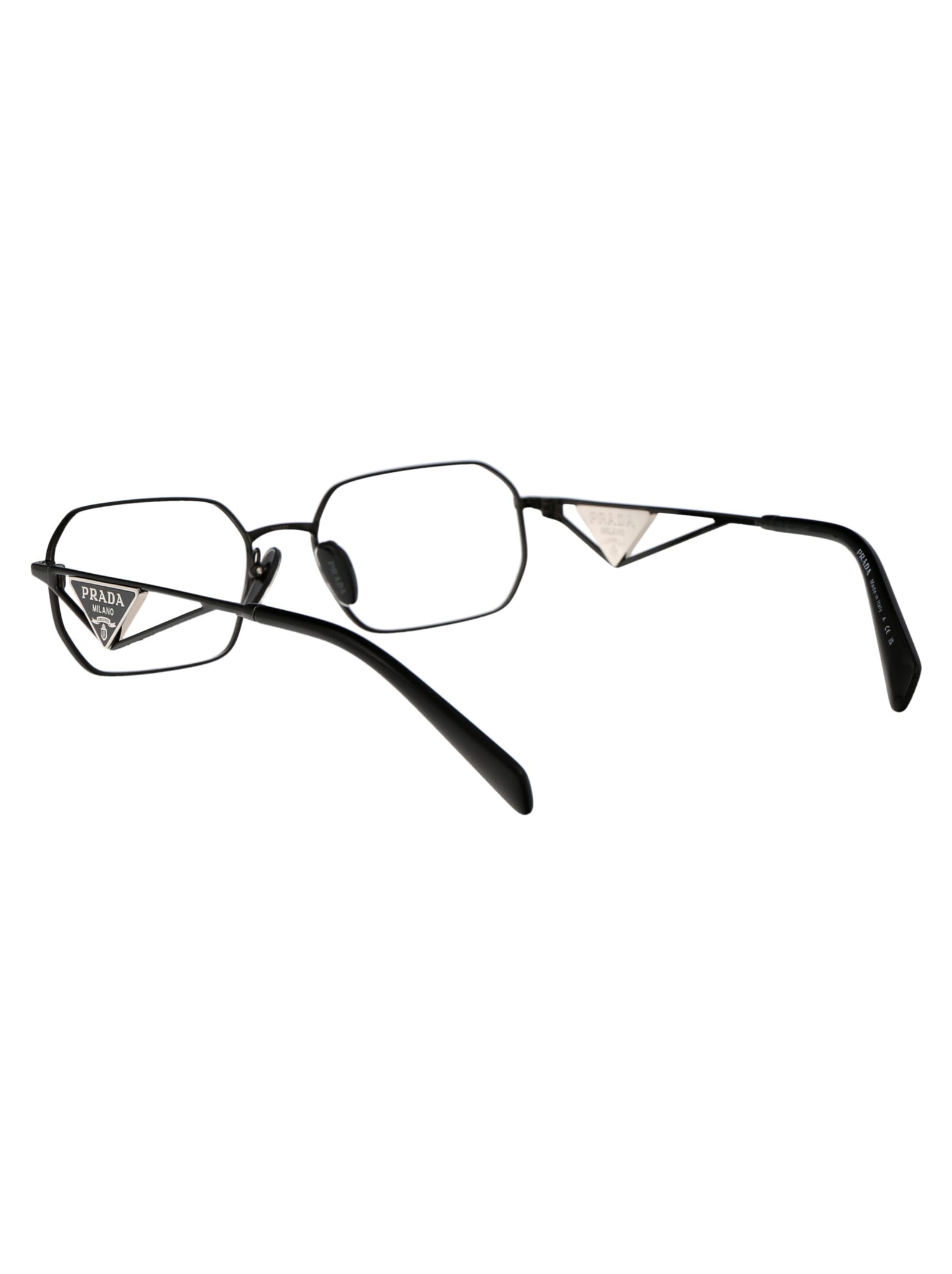Prada Logo-plaque Geometric-frame Glasses In 1ab1o1
