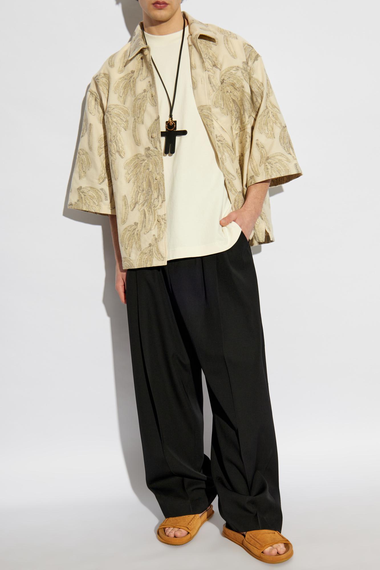 Jacquemus Pleated Button-down Trousers In Black