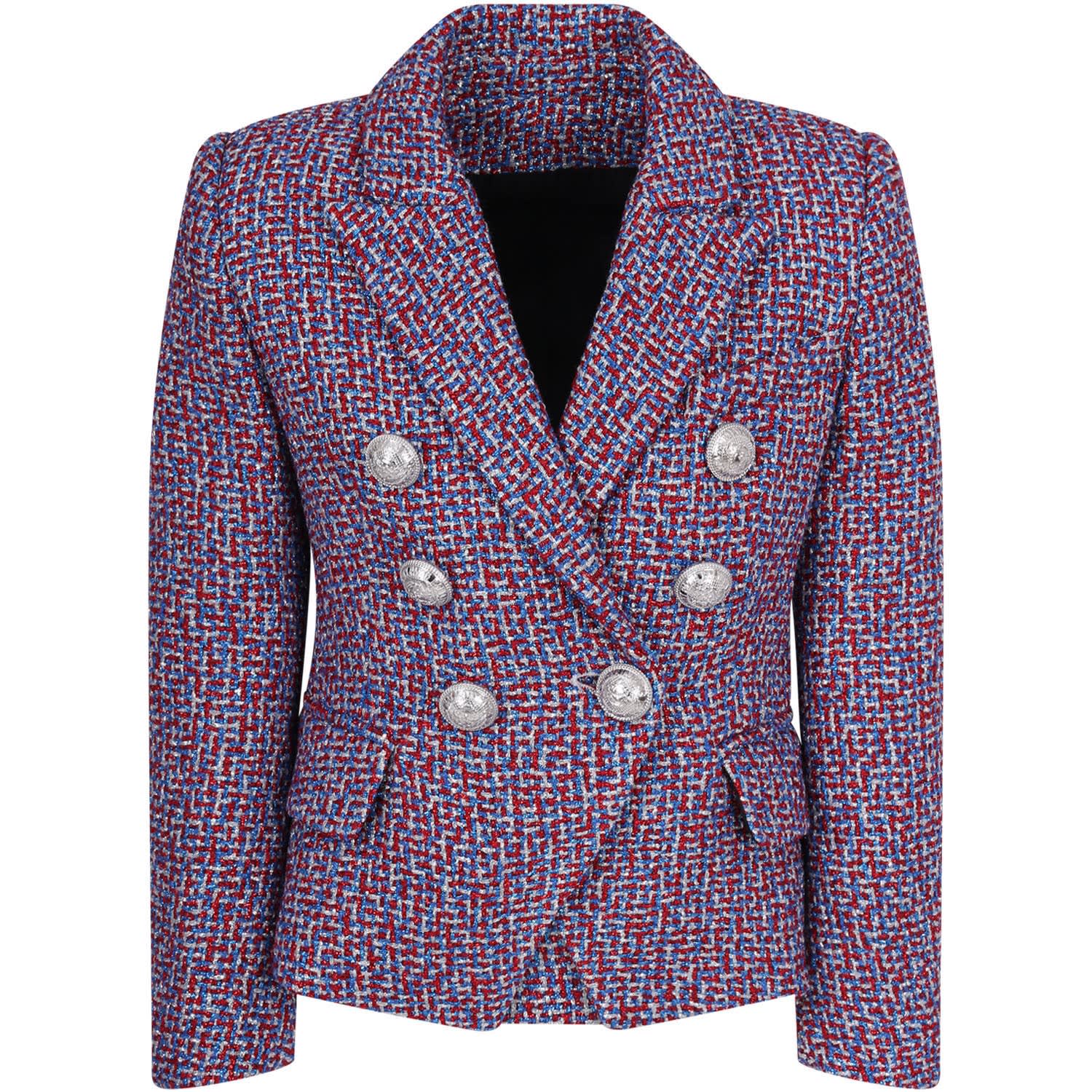 BALMAIN MULTICOLOR LUREX GIRL JACKET,11007635