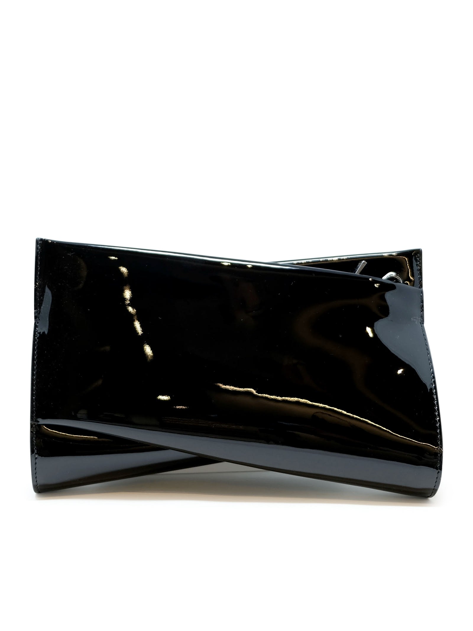 Christian Louboutin Loubitwist Clutch Shoulder Bag In Black Patent Leather In Black
