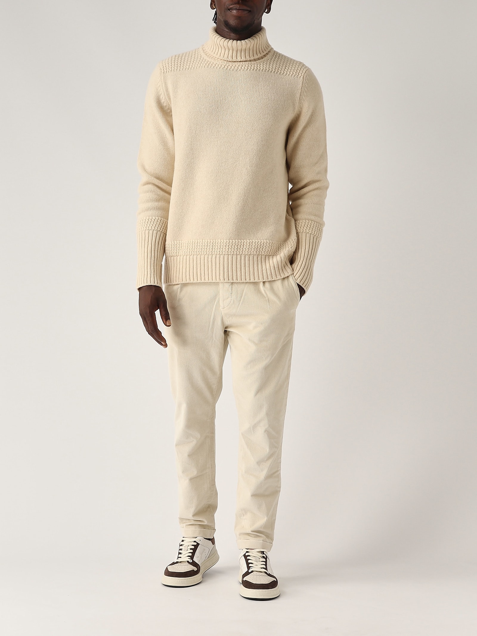 Shop Fay Dolcevita Uomo Sweater In Panna