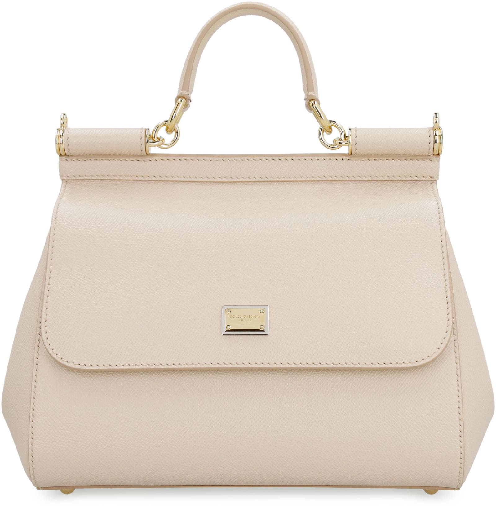 Shop Dolce & Gabbana Sicily Leather Handbag In Pale Pink