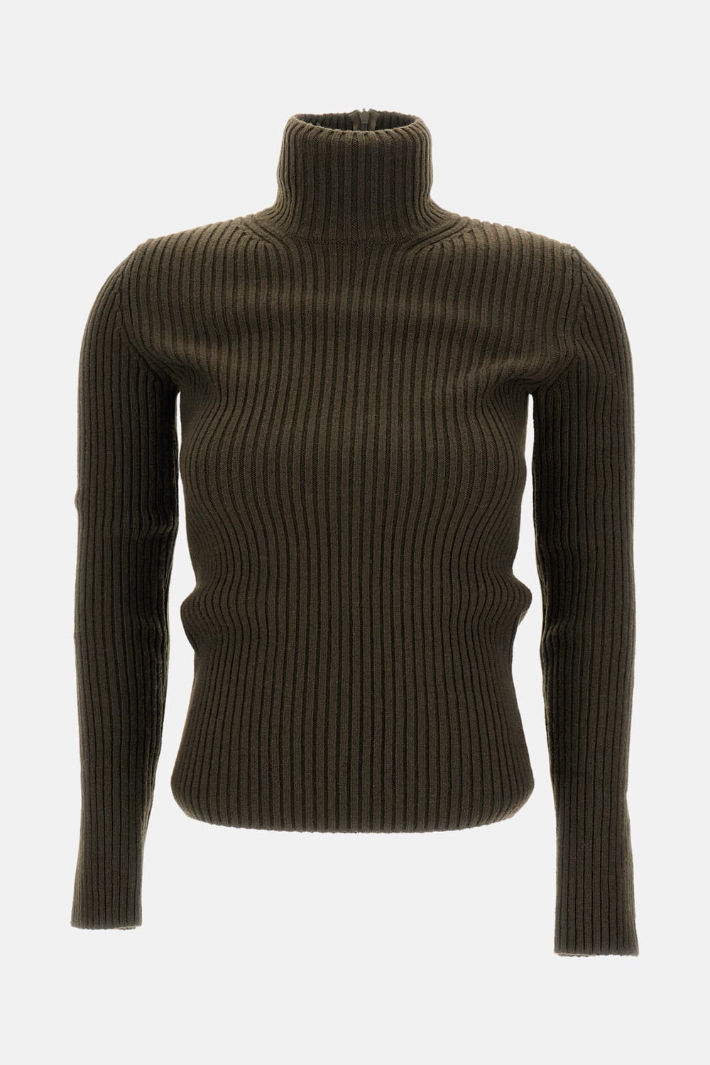 Max Mara Ribbed Turtleneck Sweater In Green