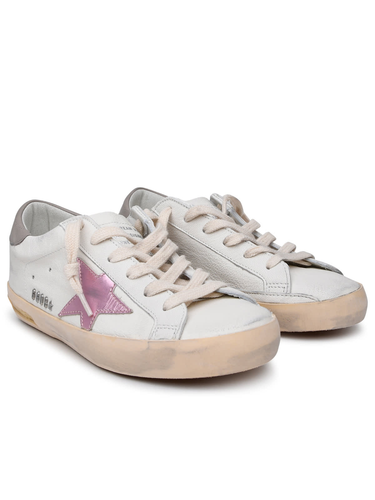 Golden Goose Superstar Sneakers In White Leather In White
