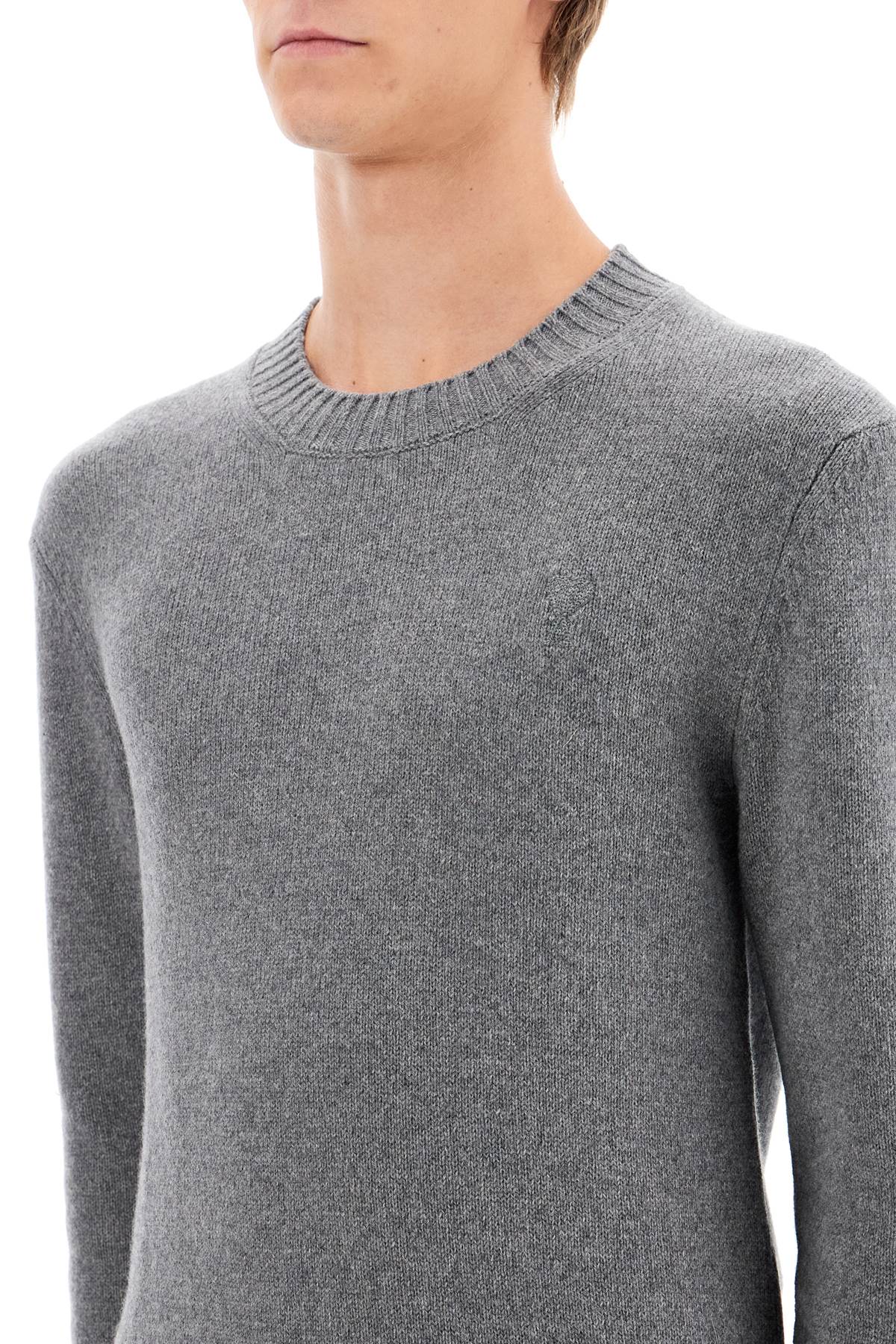 Shop Ami Alexandre Mattiussi Cashmere Crewneck Pullover In Gris Clair (grey)