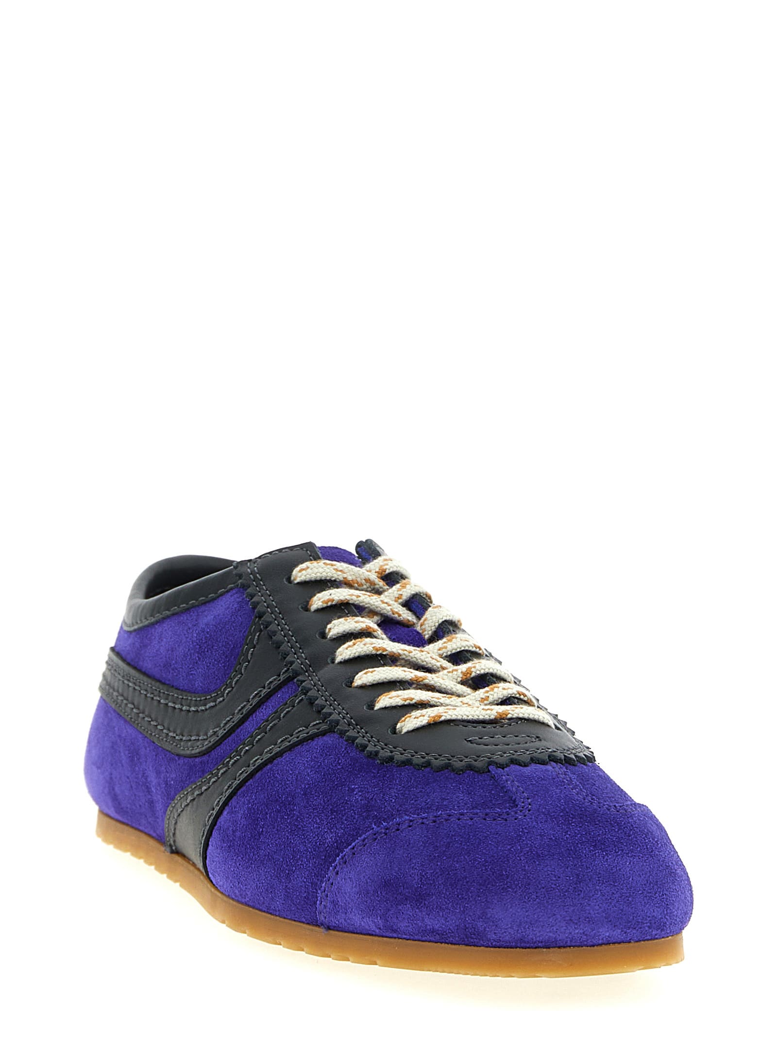 Dries Van Noten Suede Panel Sneakers Rubber Sole In Purple