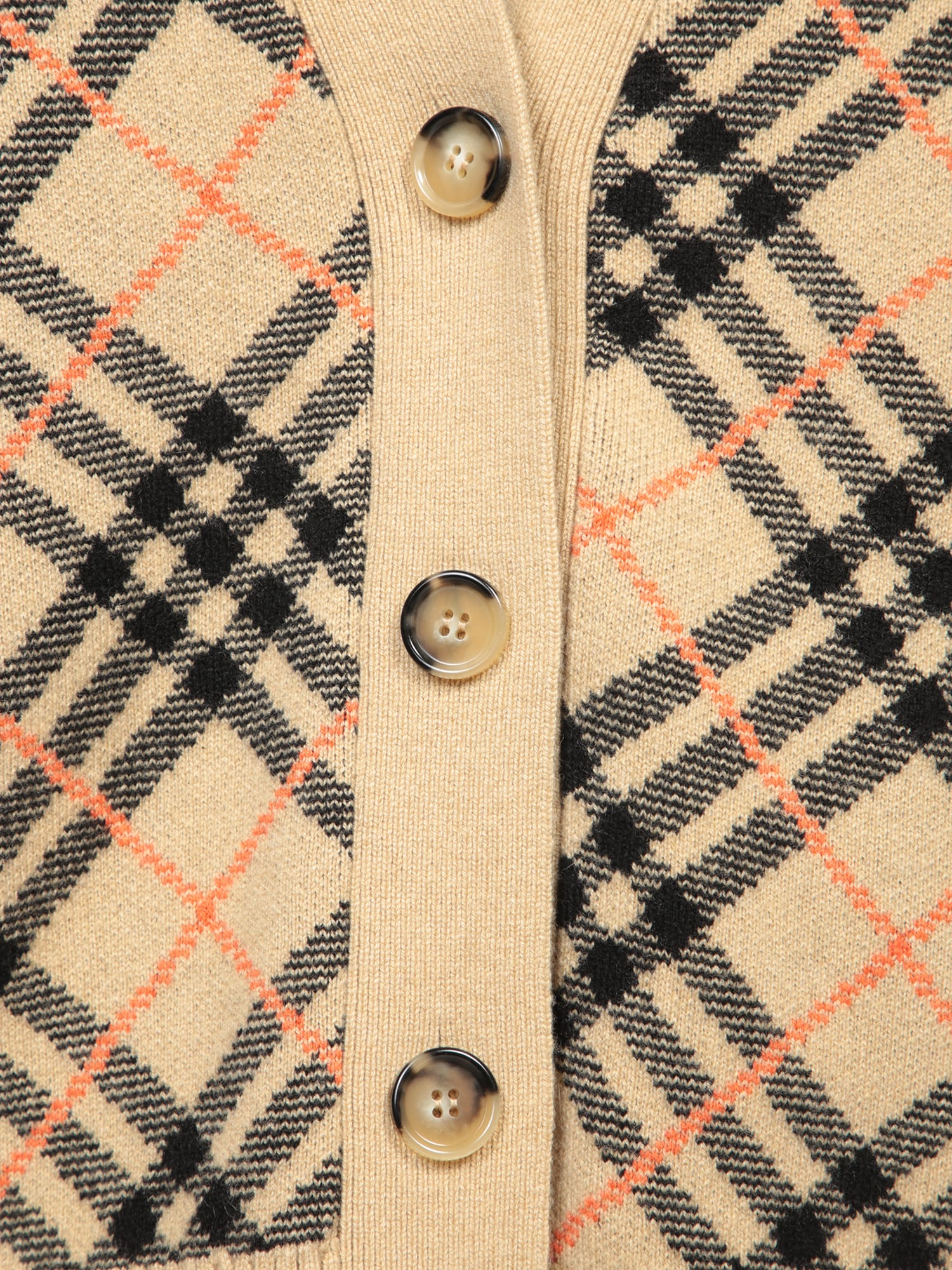 Shop Burberry Cashmere Check Beige Cardigan