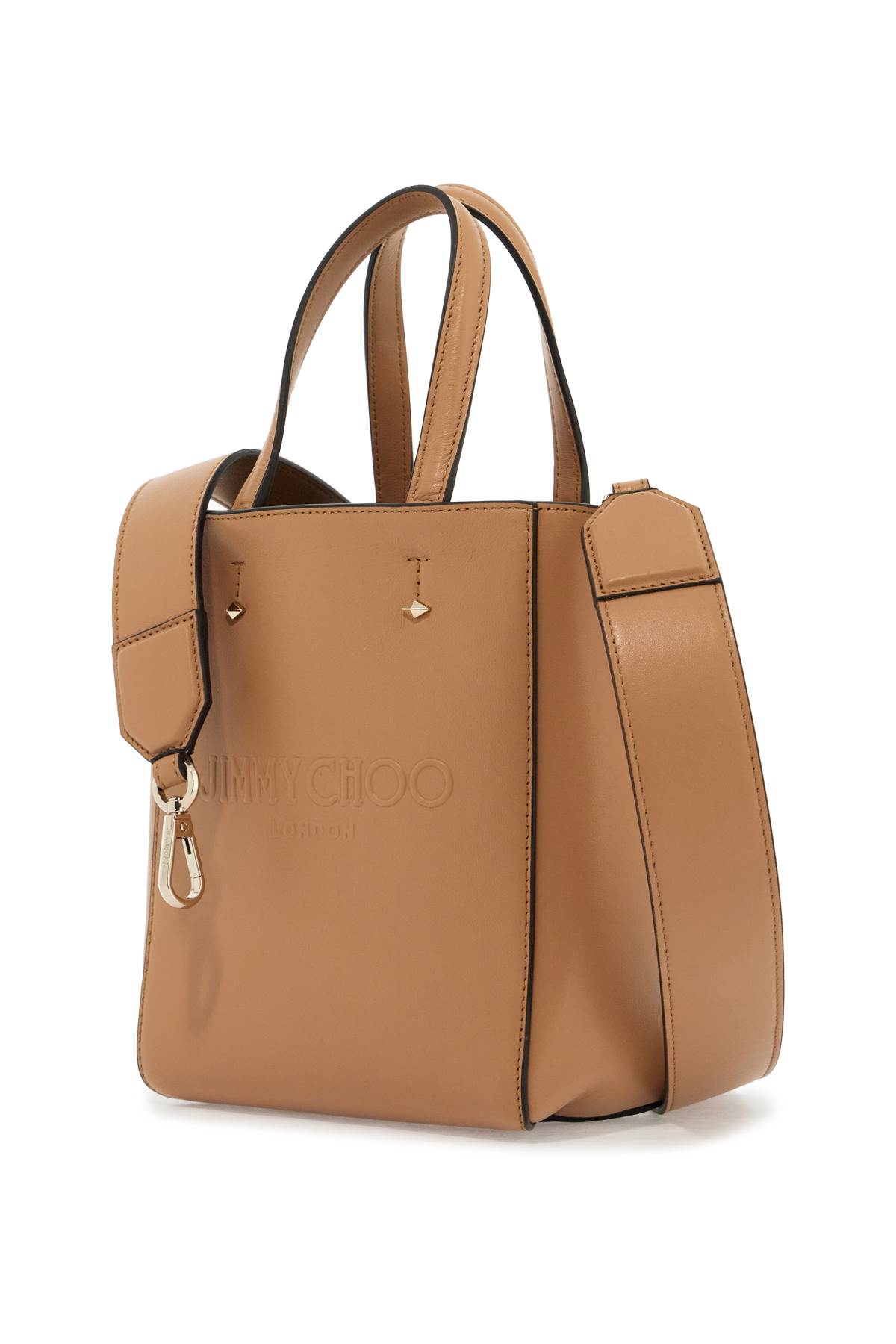 Shop Jimmy Choo Smooth Leather Lenny N/s Tote Bag. In Biscuit Light Gold (beige)