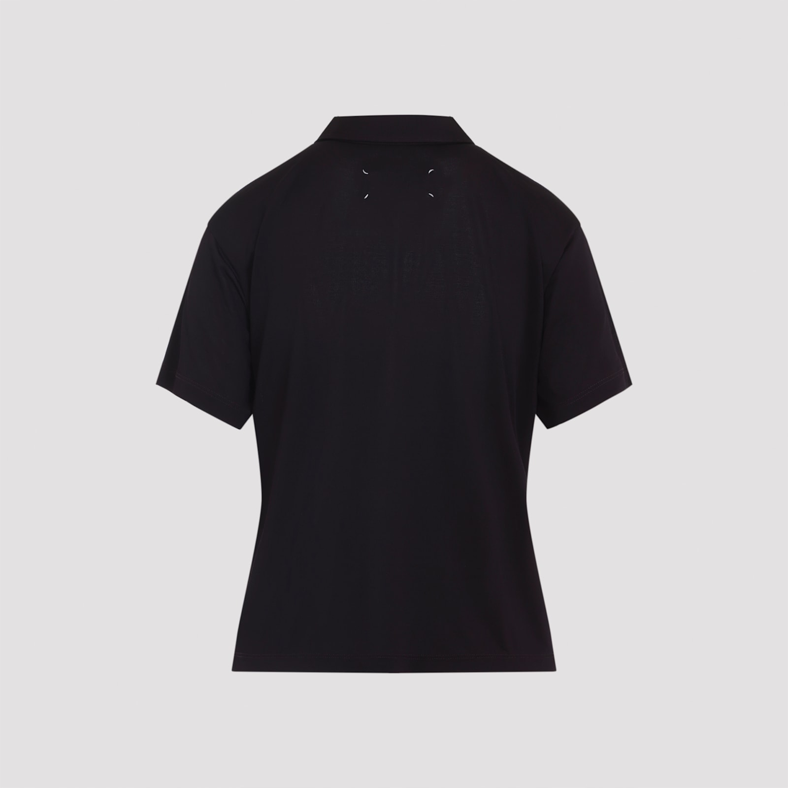 Maison Margiela Polo Shirt With Short Sleeves And Straight Hem In Blue