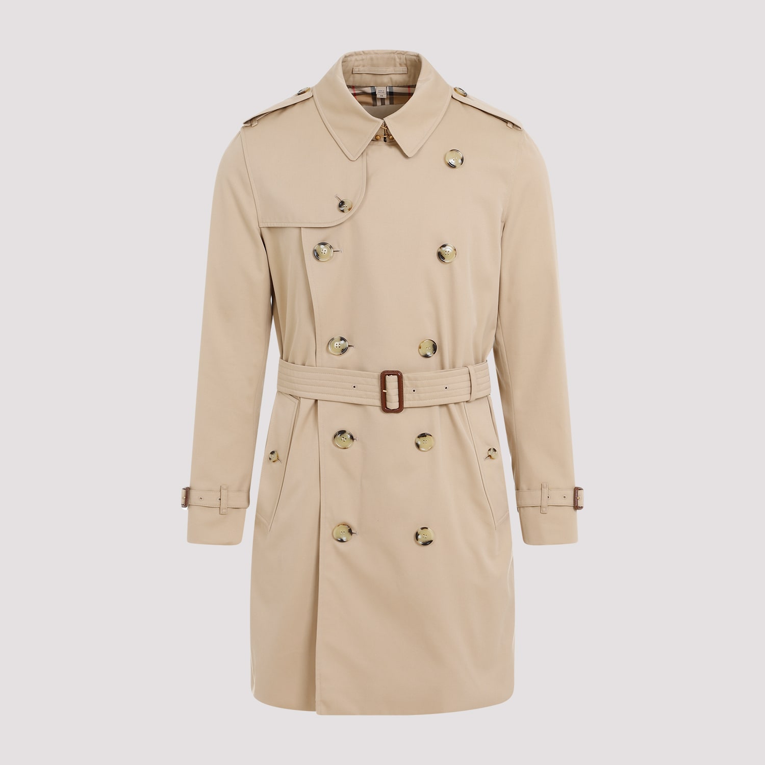 Shop Burberry Cotton Trench In Honey