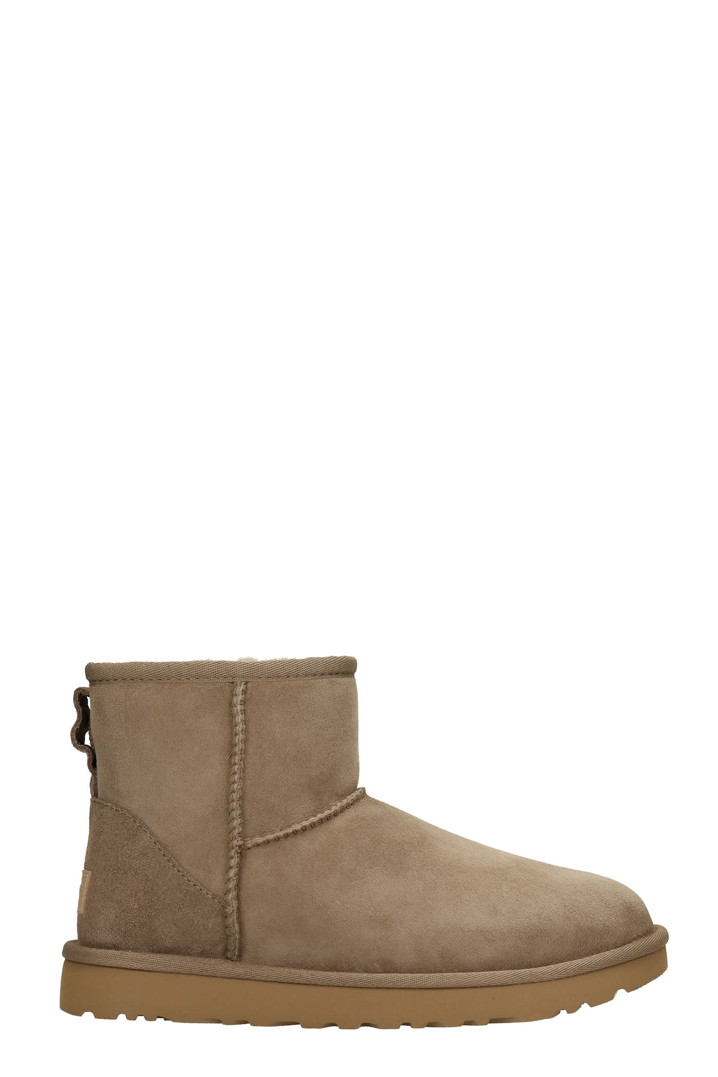 UGG Mini Classic Ii Low Heels Ankle Boots In Taupe Suede