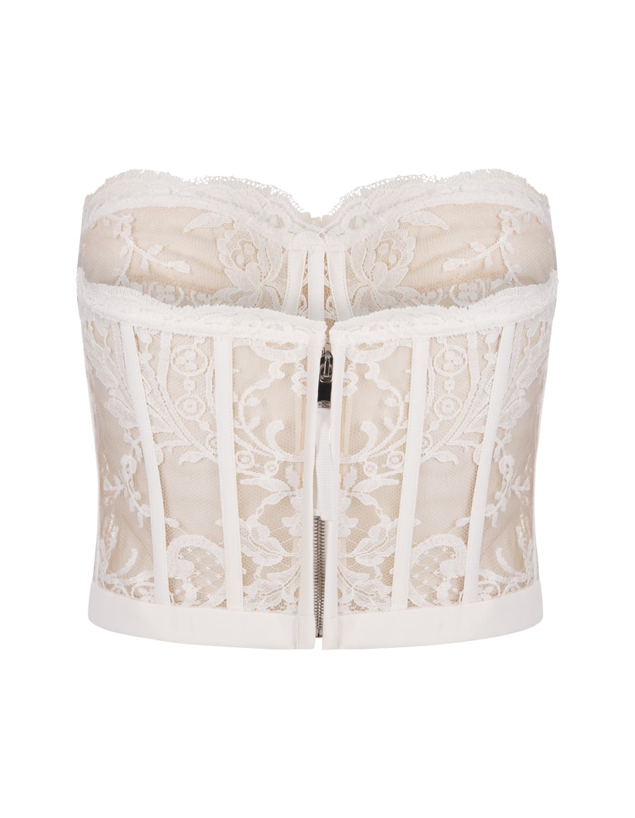 Shop Alexander Mcqueen White Lace Corset Top In Bianco