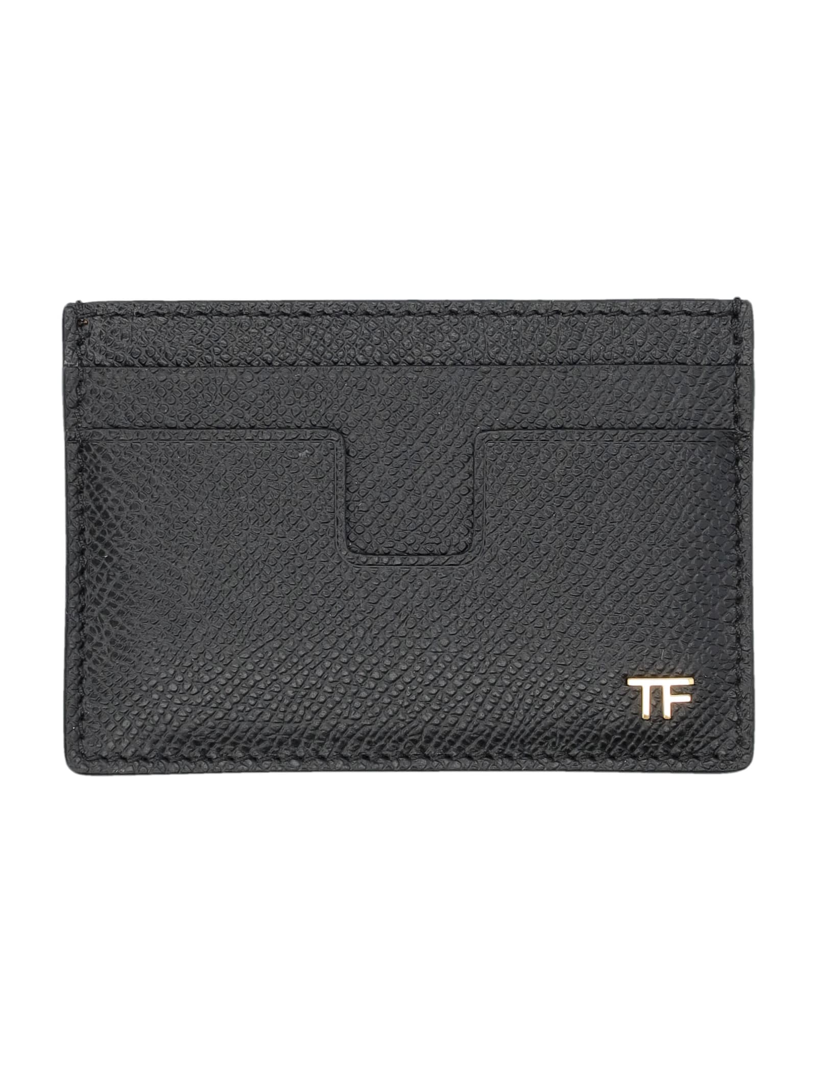 Shop Tom Ford Grain Leather Cardholder In Black