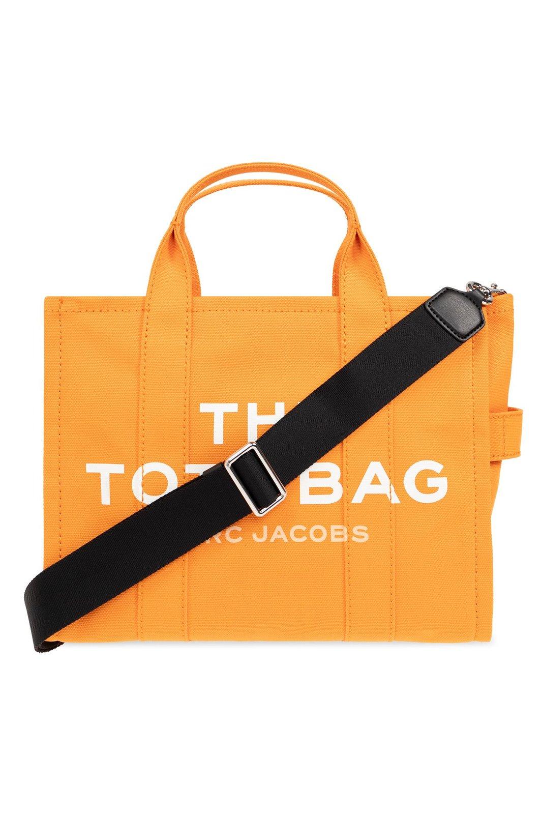 Marc Jacobs Logo Printed Zipped Medium Tote Bag In Tangerine
