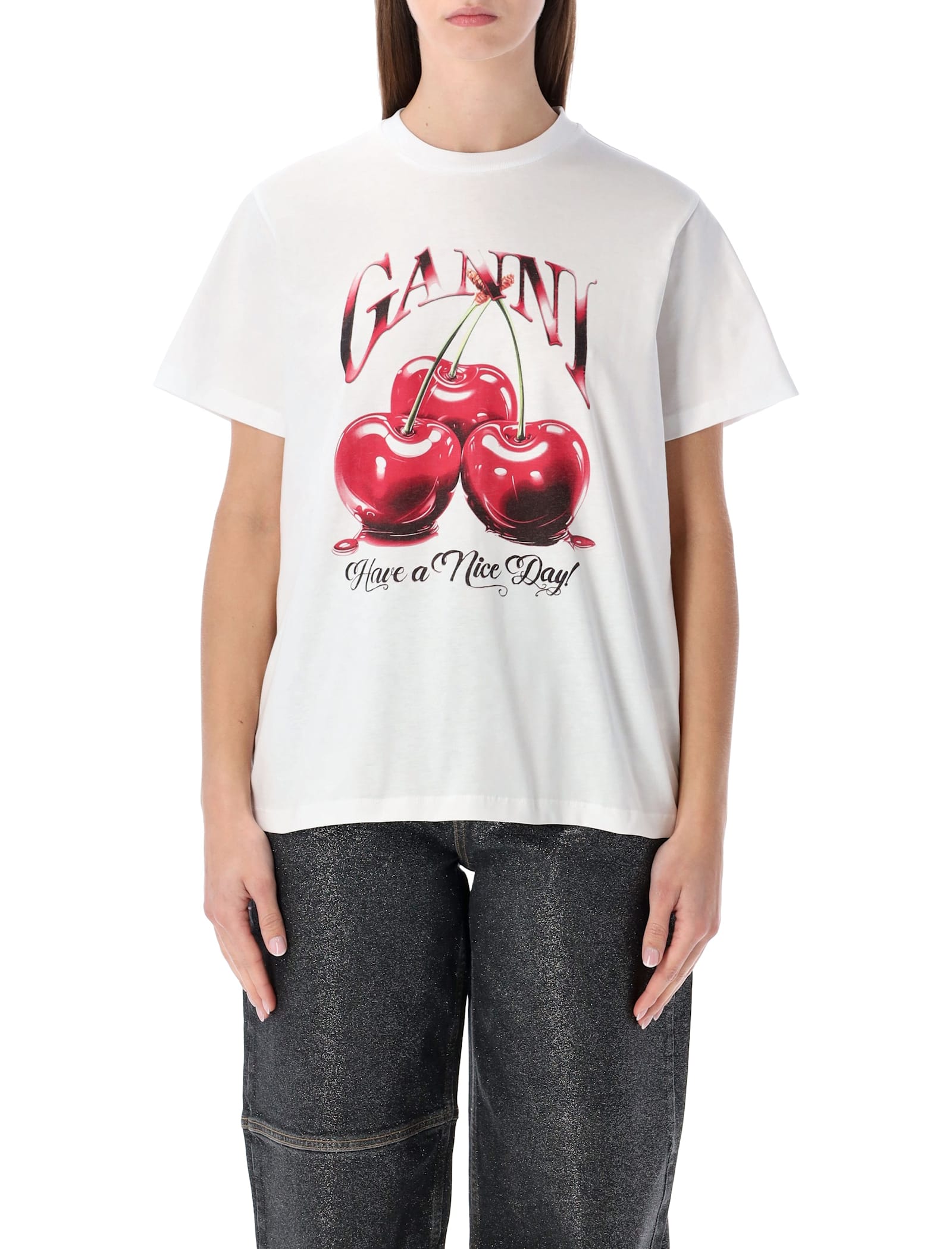 Ganni Graphic T-shirt In White