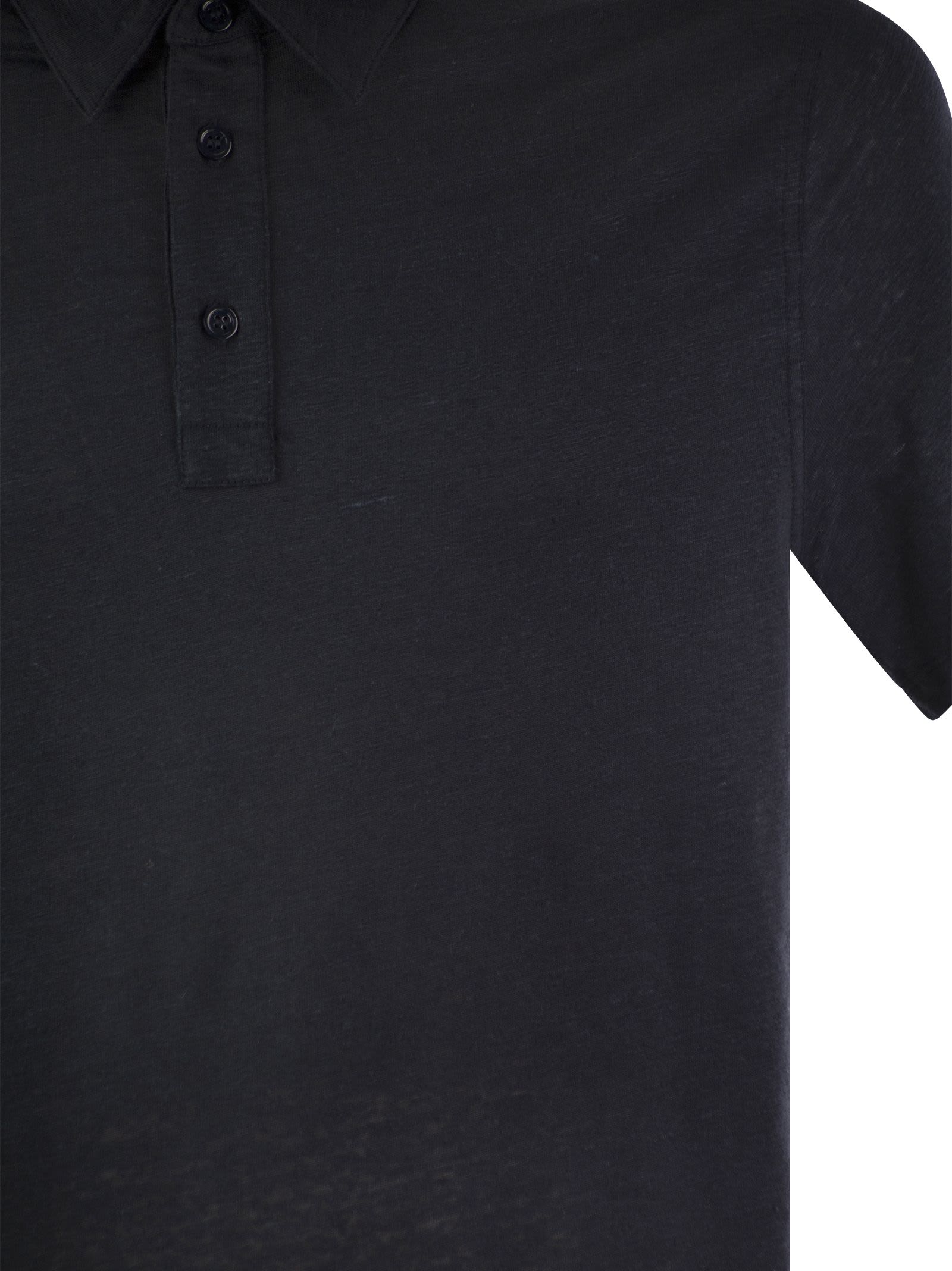 Shop Majestic Linen Short-sleeved Polo Shirt In Blue Marine