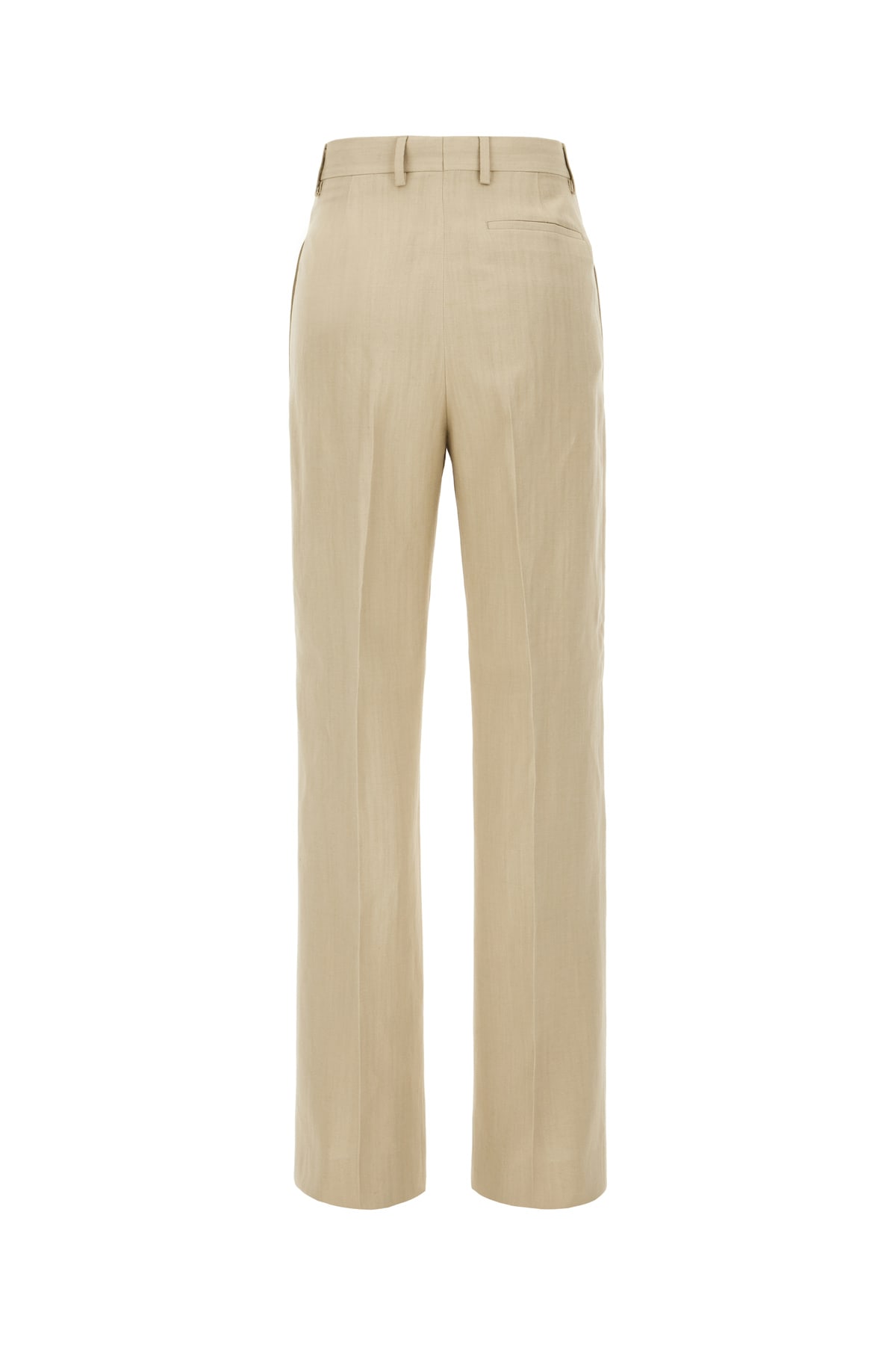 Shop Ferragamo Sand Viscose Blend Pants In Stone