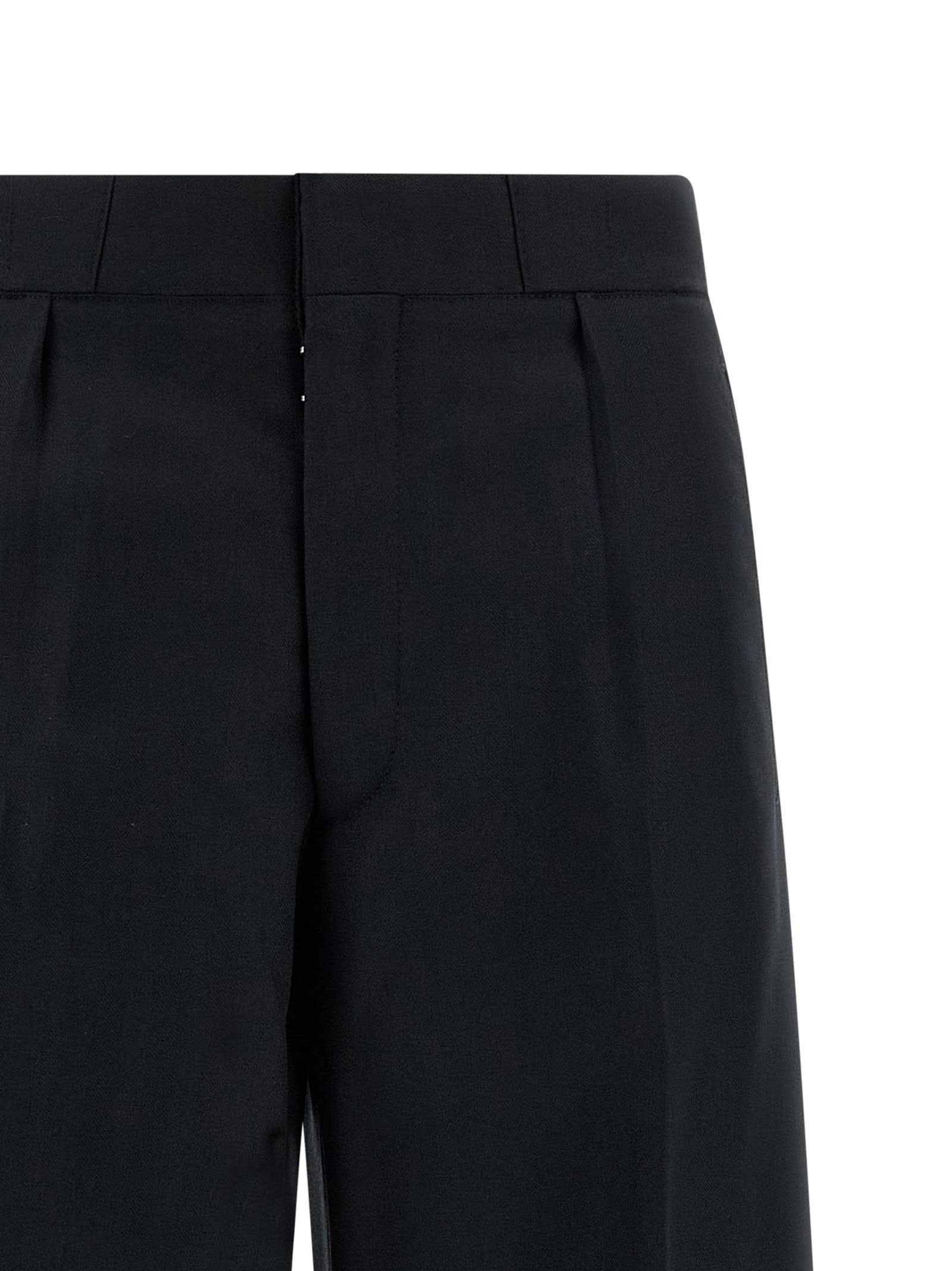 Maison Margiela Herringbone Trousers Pants Black In Black