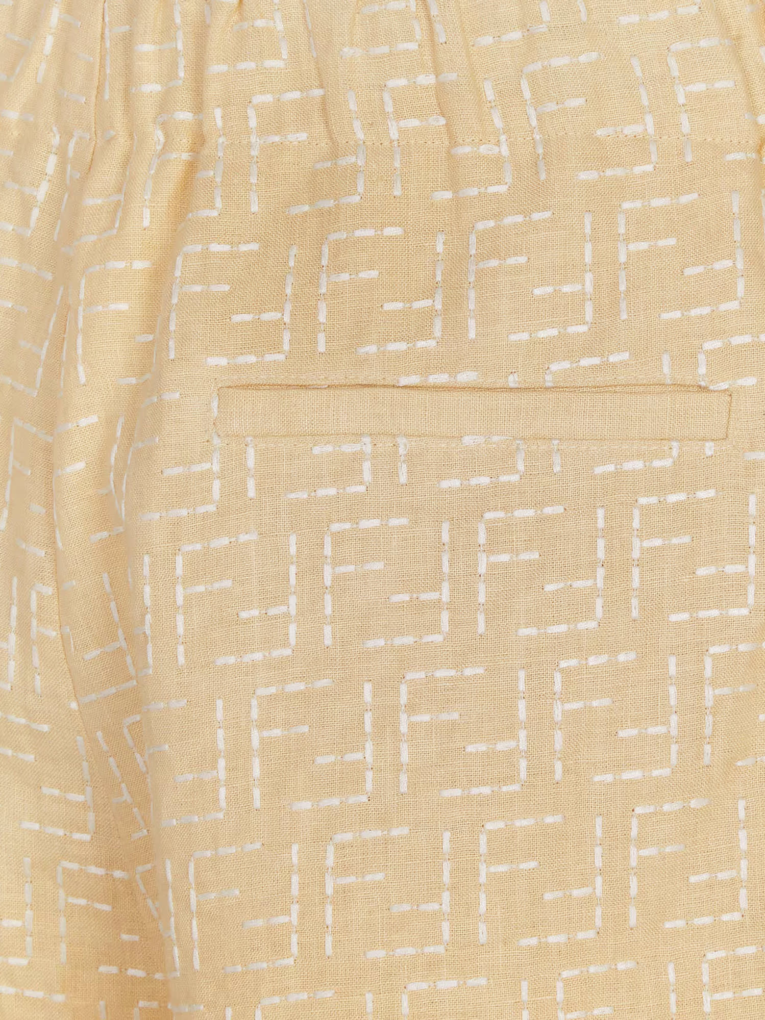 Fendi Jacquard Linen And Cotton Bermuda Shorts With All-over Ff Motif In Neutral