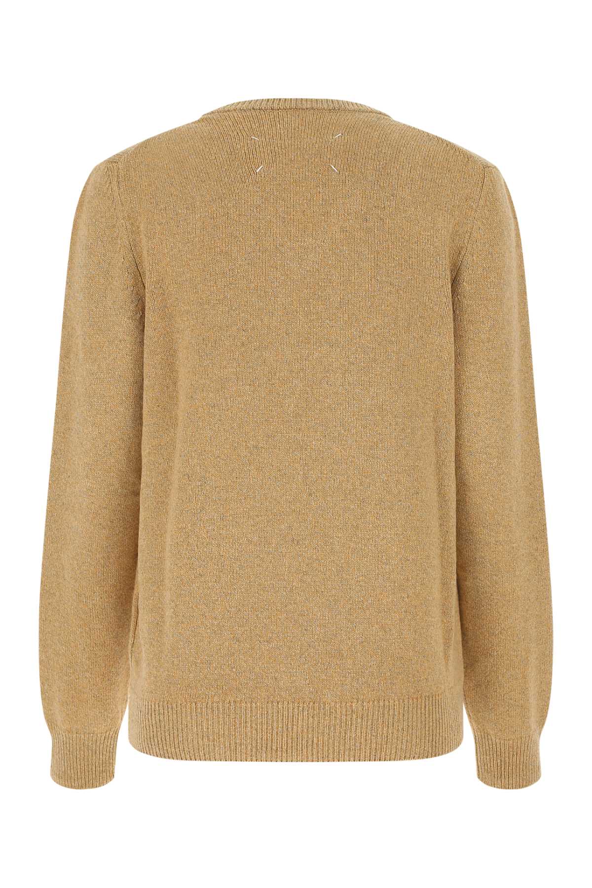 Shop Maison Margiela Melange Mustard Wool Blend Oversize Sweater In 153f