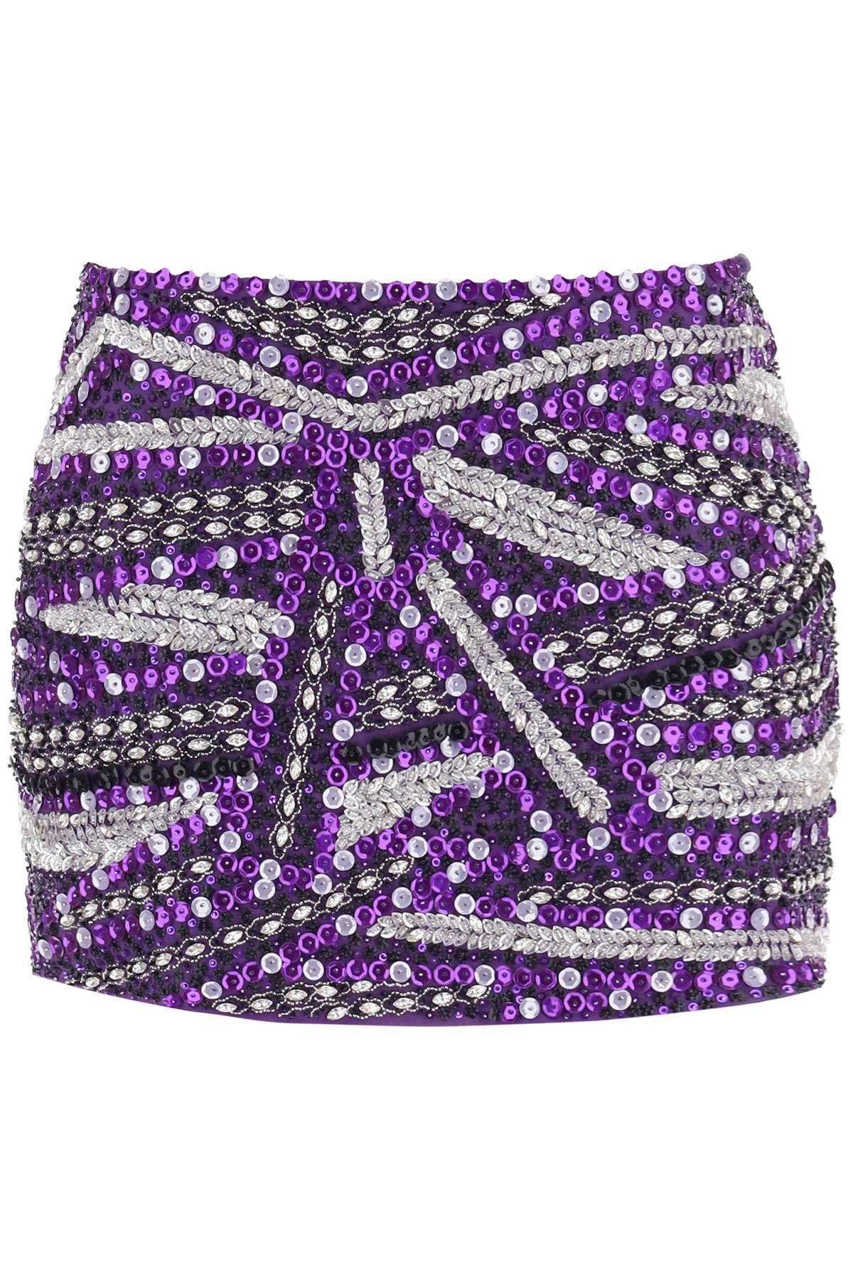Shop Des Phemmes Miniskirt With Appliques In Violet (purple)