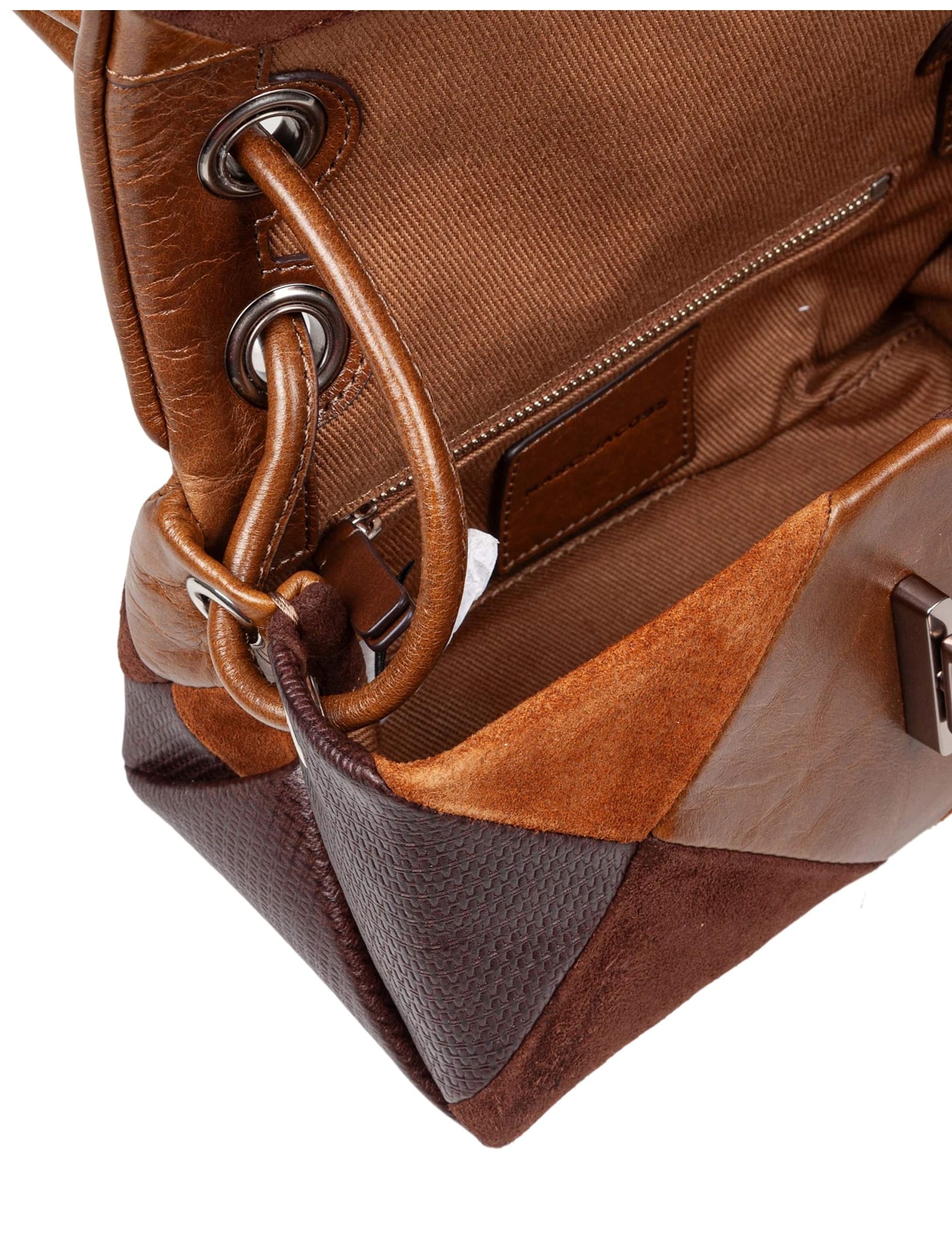 Marc Jacobs The Mini Dual Shoulder Bag In Patchwork Suede In Brown