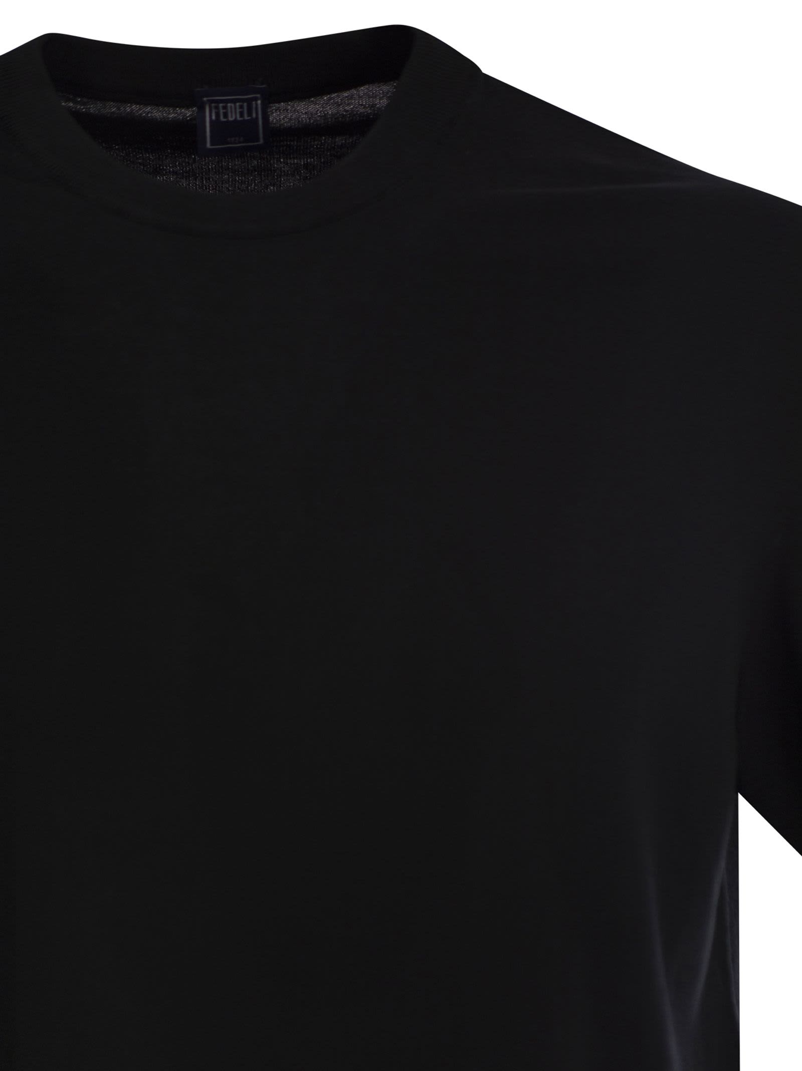 Fedeli Ribbed Hem Short Sleeves Textured Pattern