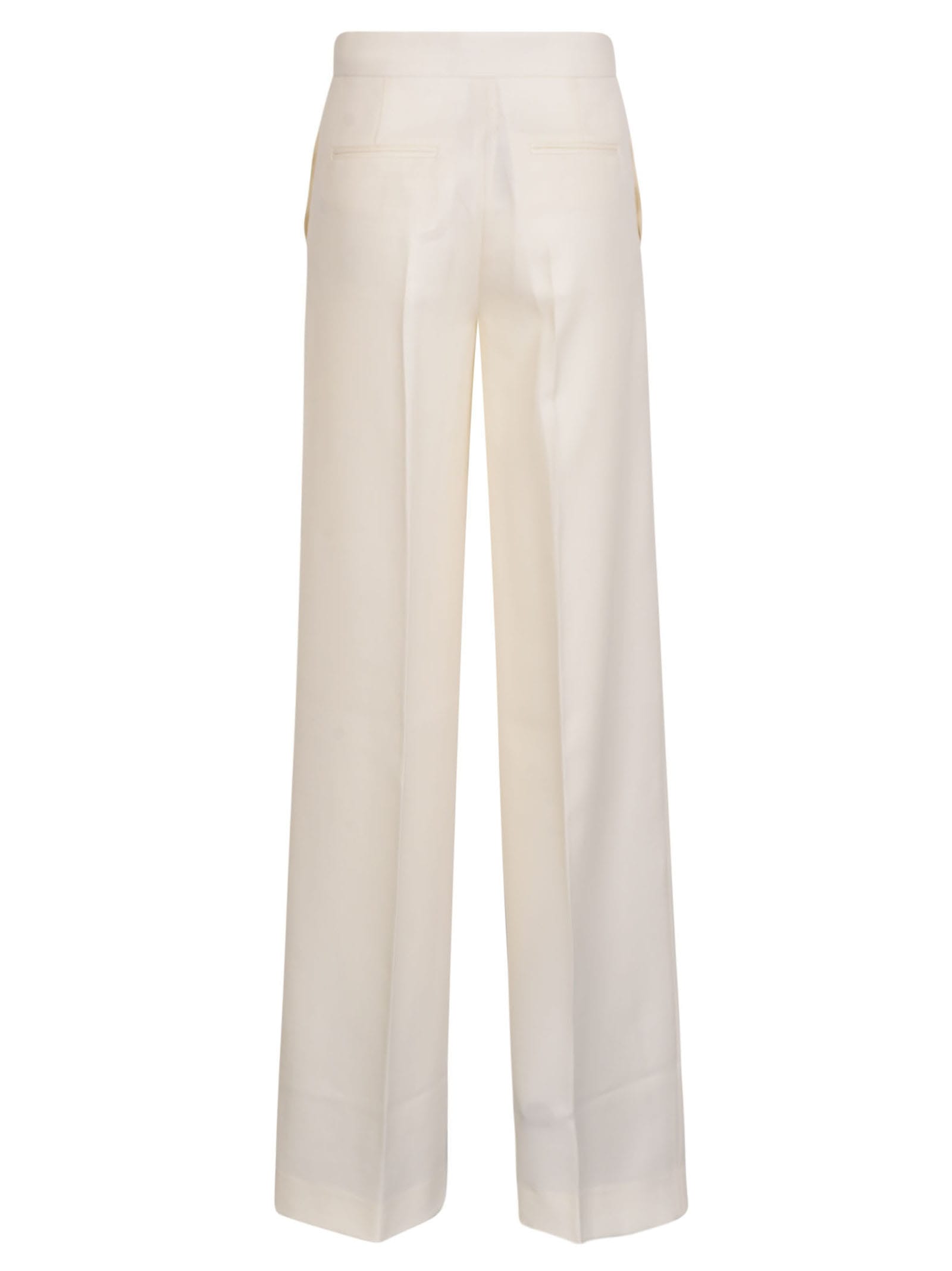 Shop Rev Straight Wide Leg Plain Trousers In Ecru