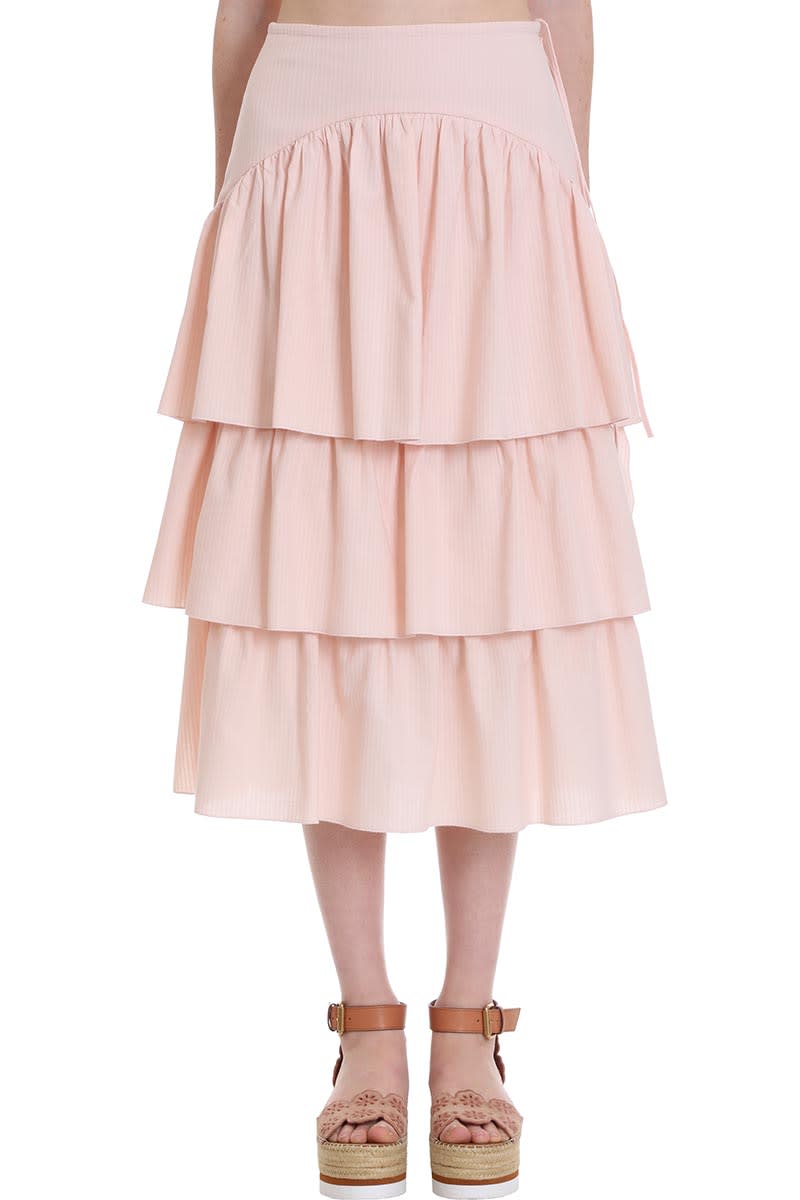 SEE BY CHLOÉ SKIRT IN ROSE-PINK COTTON,11257195