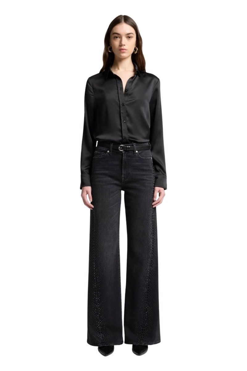 7 For All Mankind Twisted Lotta Bottomline With Crystals In Black