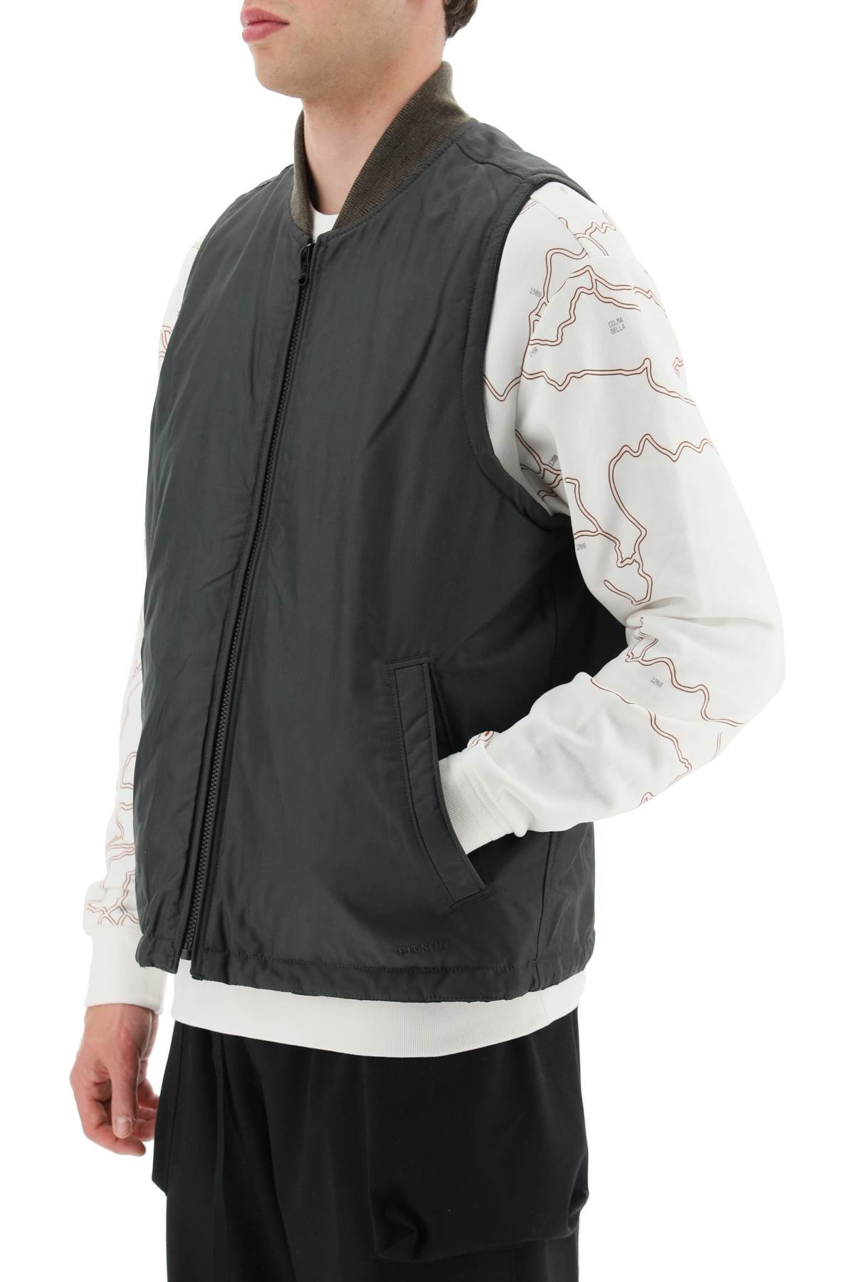 Shop Filson Eagle Plains Reversible Vest In Charcoal Black (black)