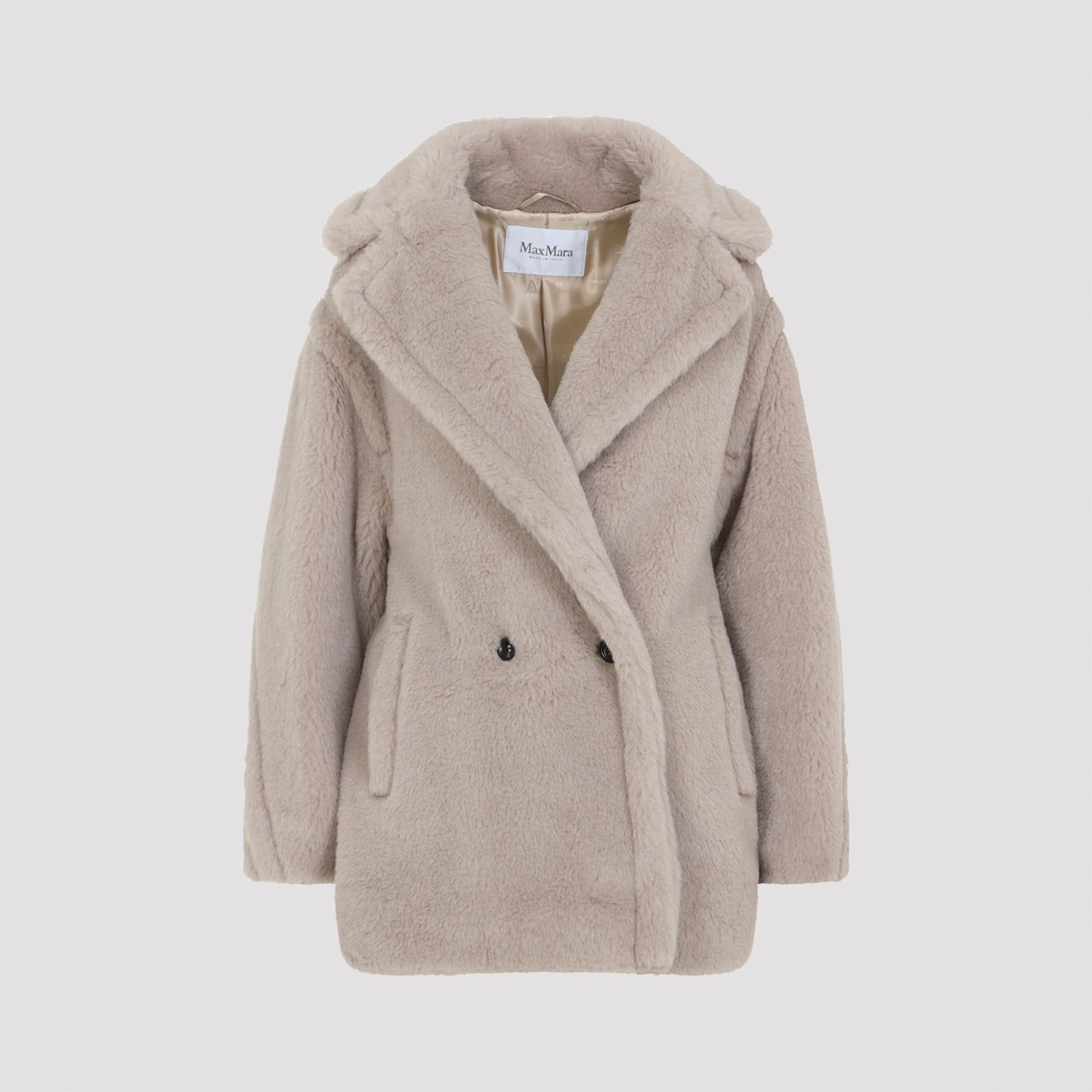 Max Mara Olga Teddy Beige Alpaca Coat In Neutral