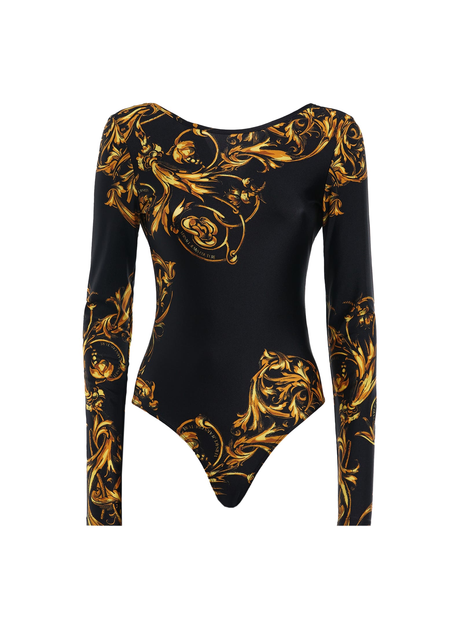 versace jeans couture long-sleeved open-back print body