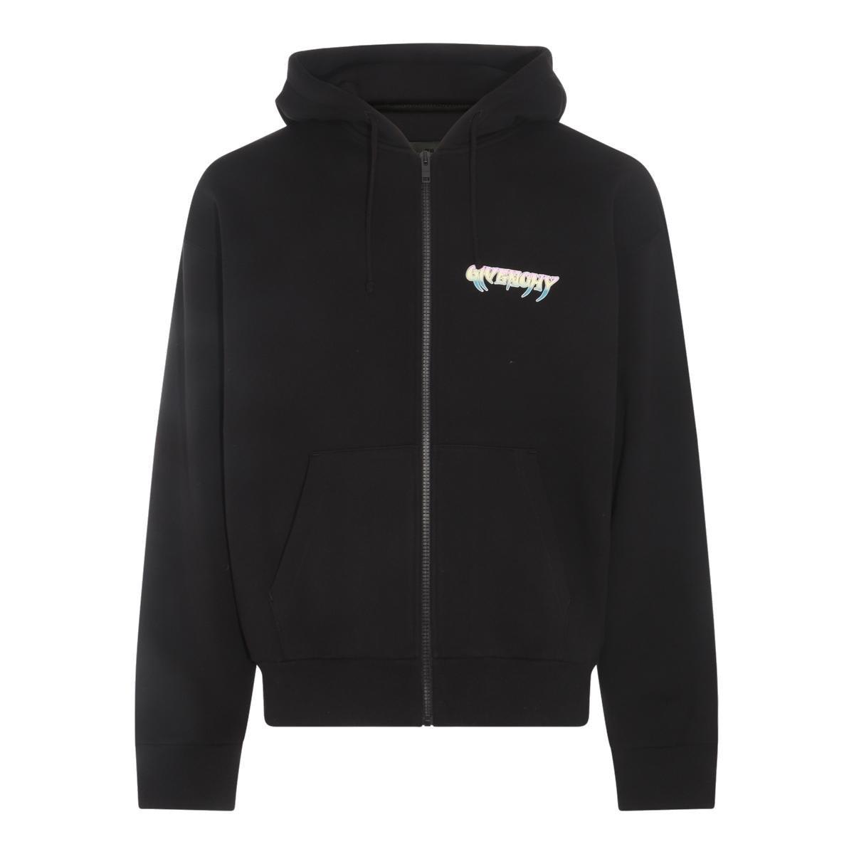 Shop Givenchy Graphic Printed Zipped Hoodie In Black