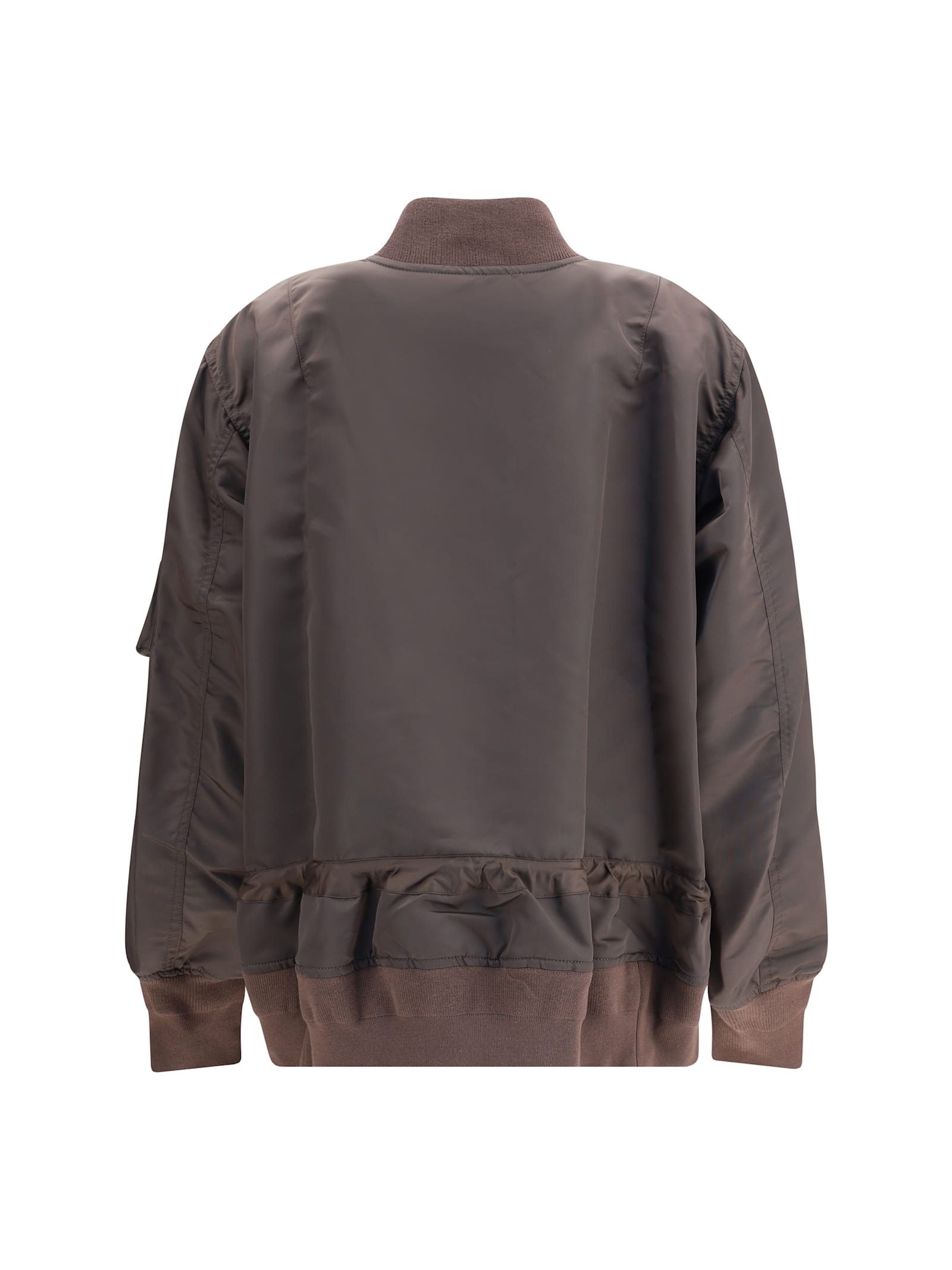 Sacai Drawstring-detail Bomber Jacket In Brown
