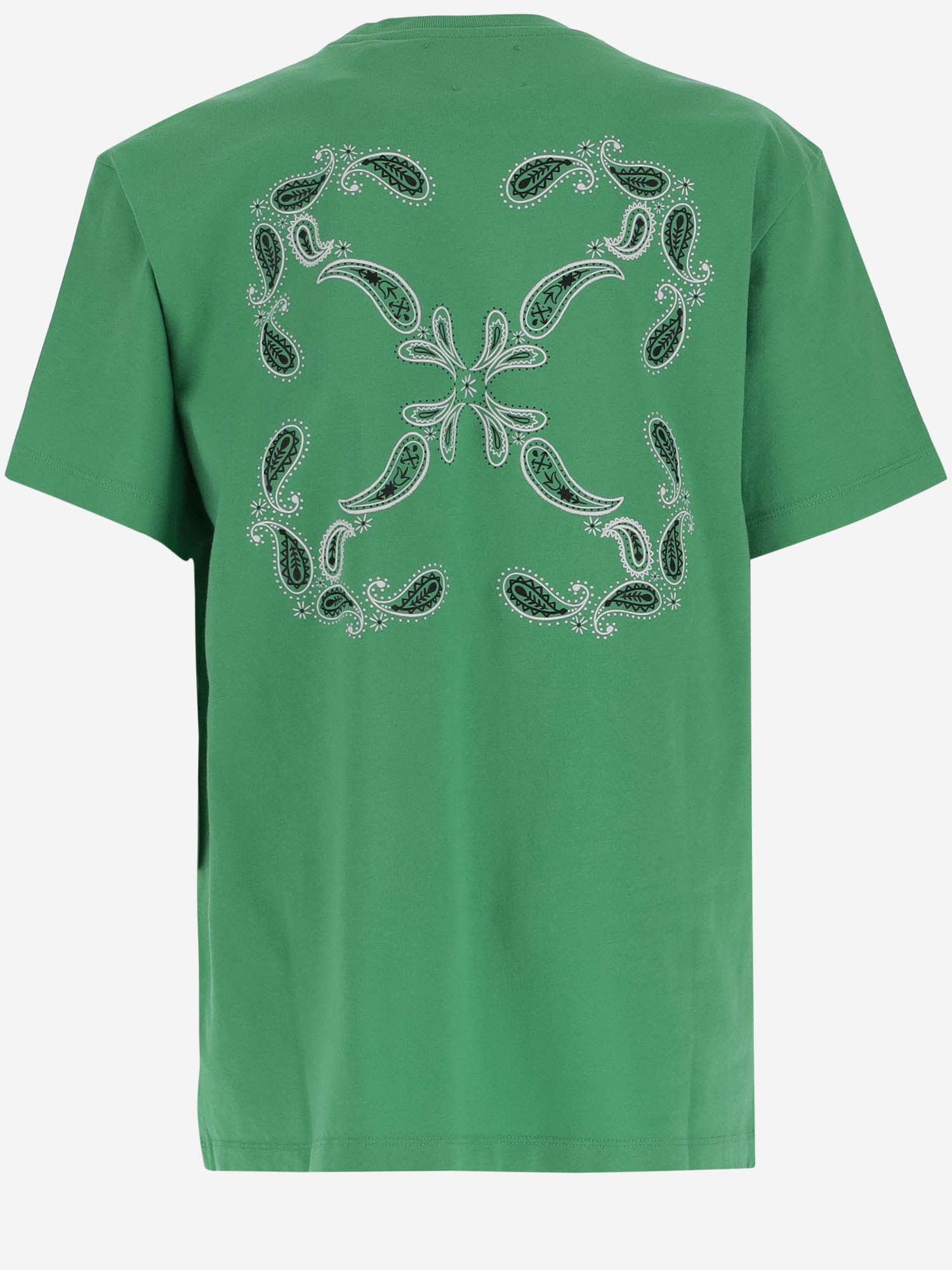 Shop Off-white Cotton T-shirt With Logo In Green