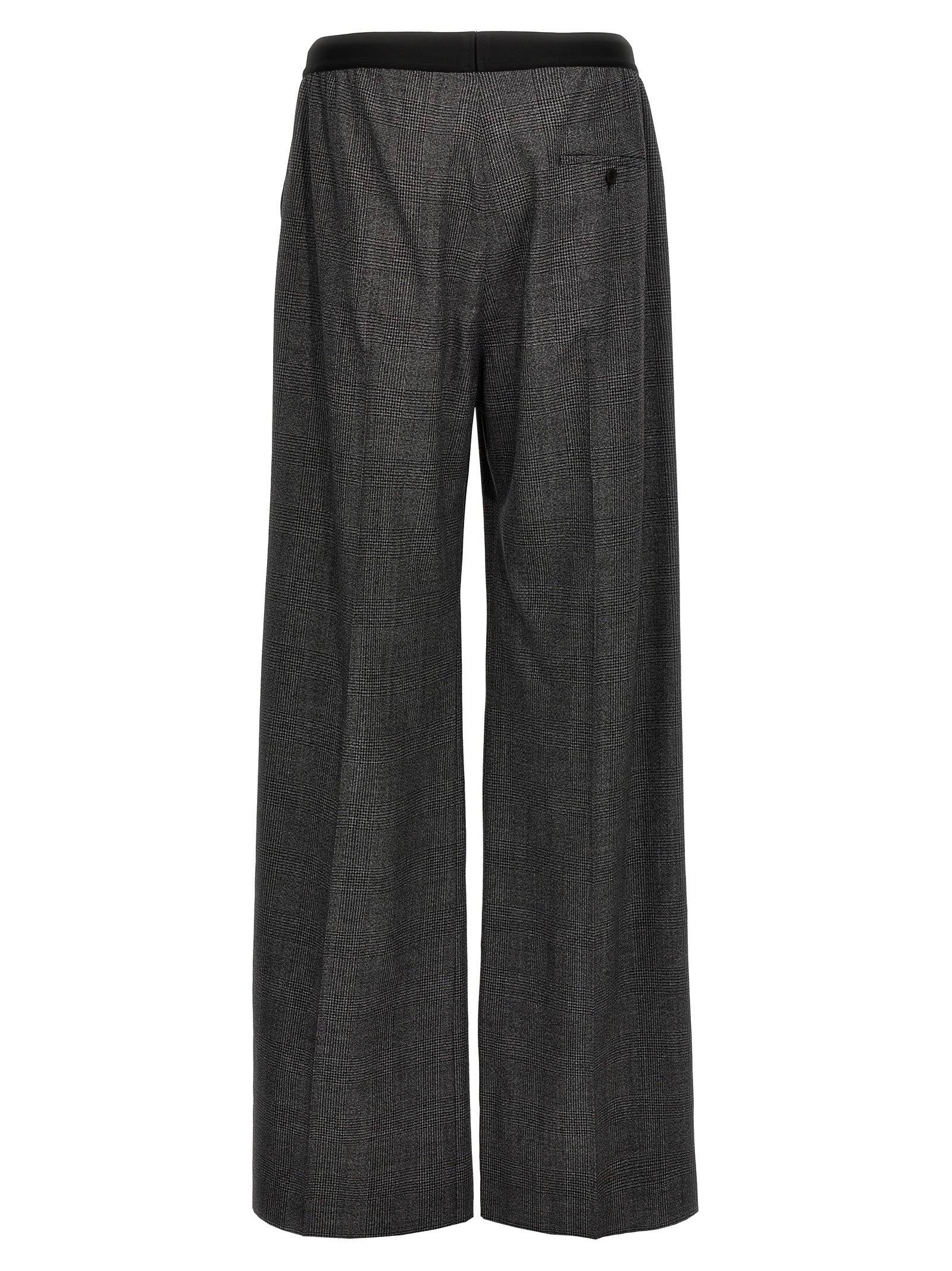 Shop Balenciaga Check Wool Trousers In Gray