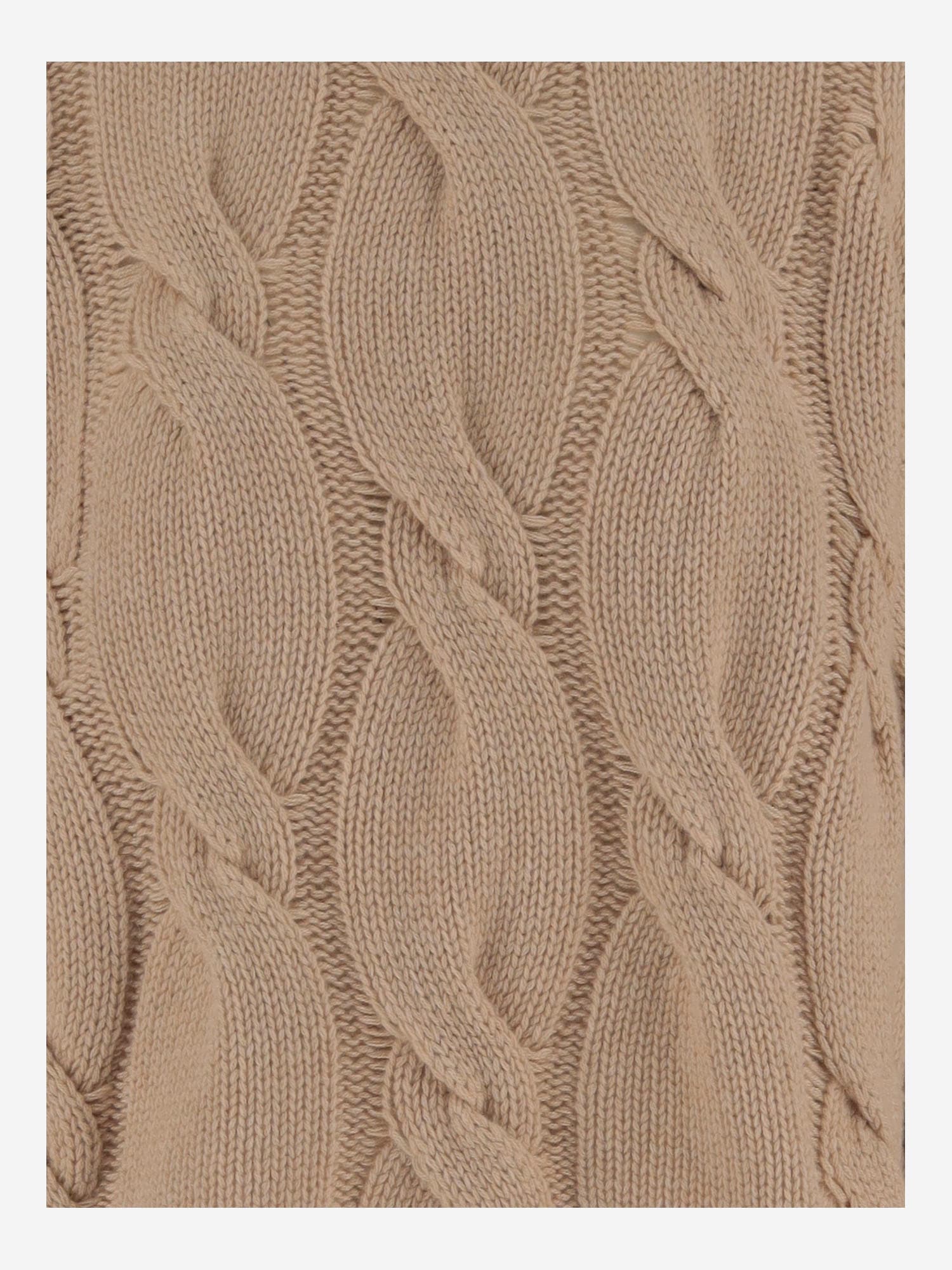 Bruno Manetti Cable-knit Crew-neck Sweater In Brown