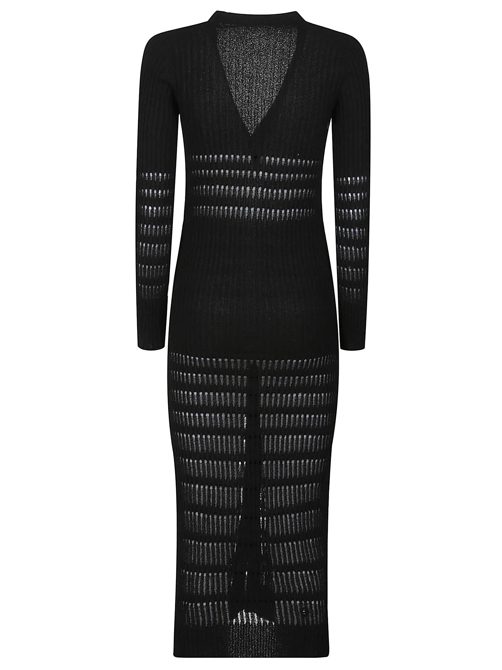 Canessa Ribbed-knit Button-front Midi Dress In Black