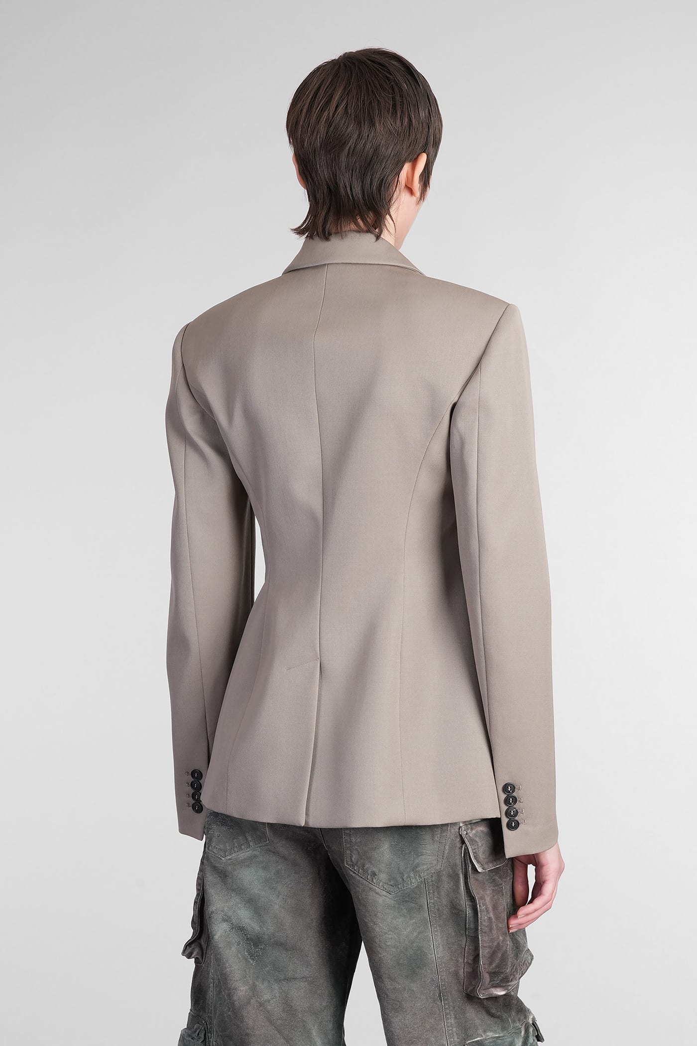 Shop Attico Blazer In Taupe Wool