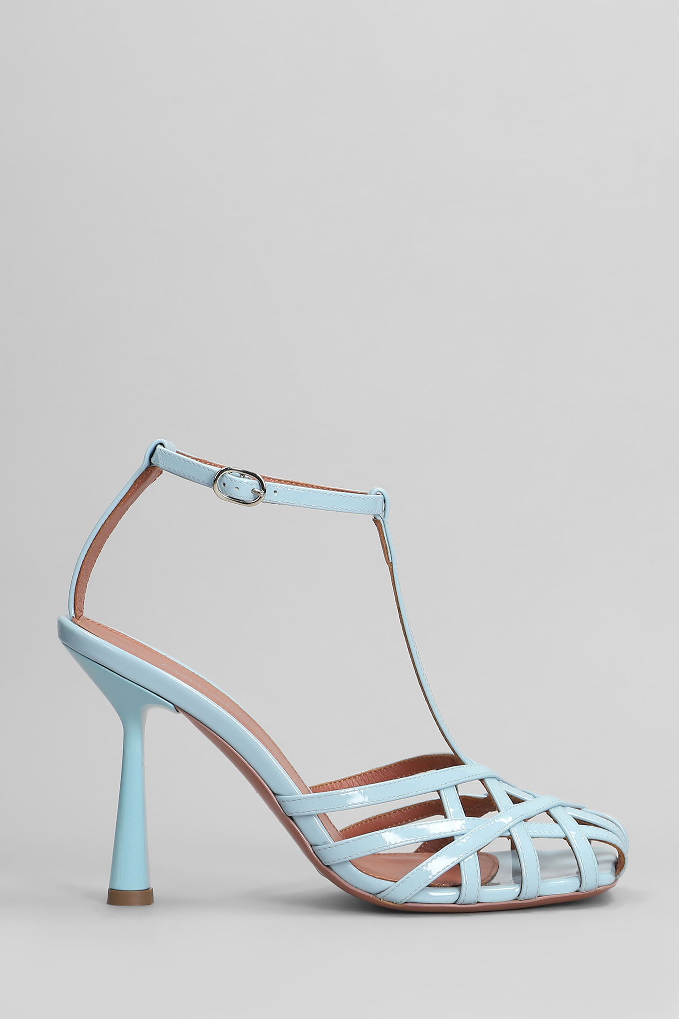 Aldo Castagna Lidia Sandals In Cyan Patent Leather In Blue