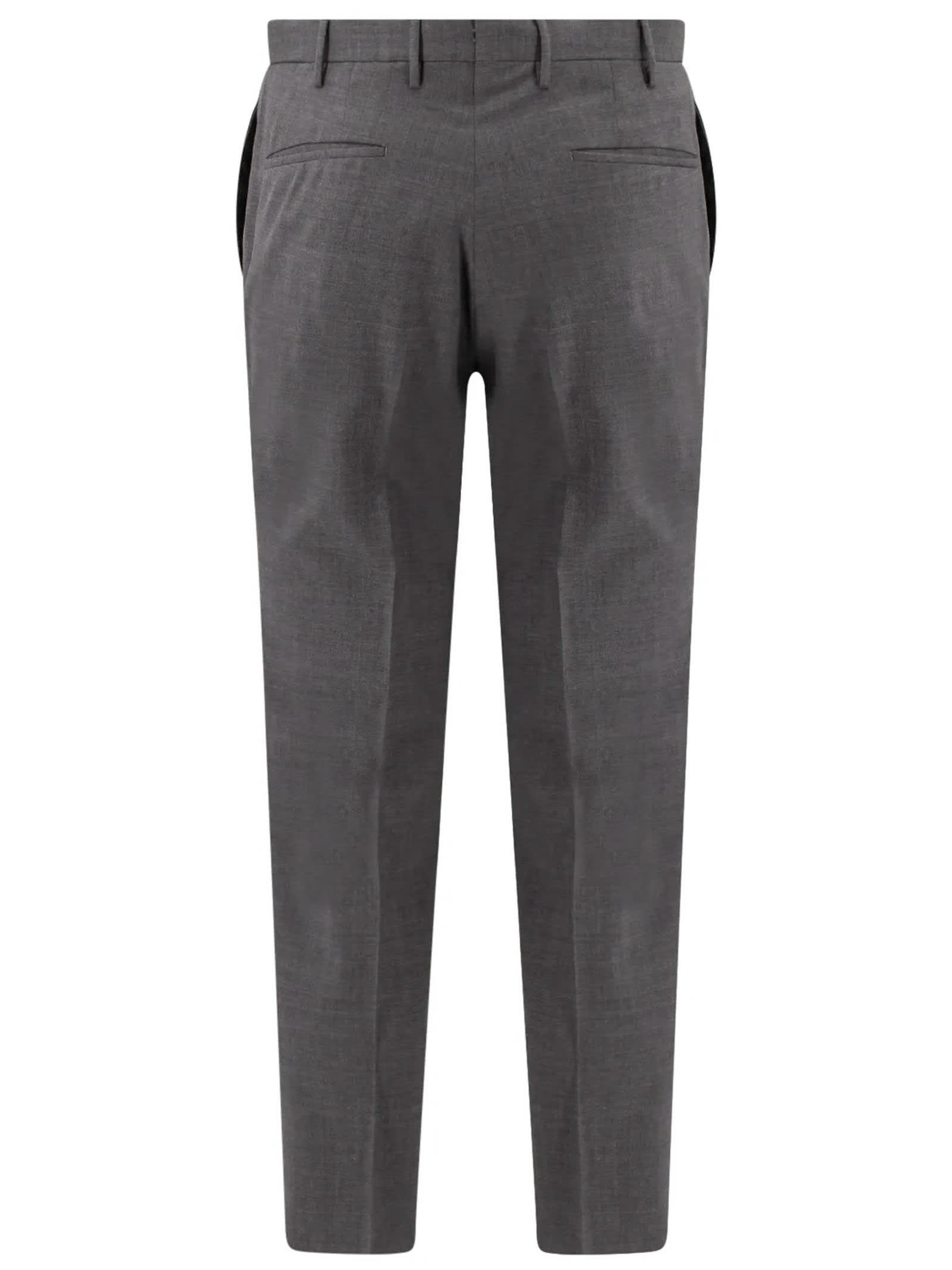Shop Incotex Grey Virgin Wool Chino Trousers