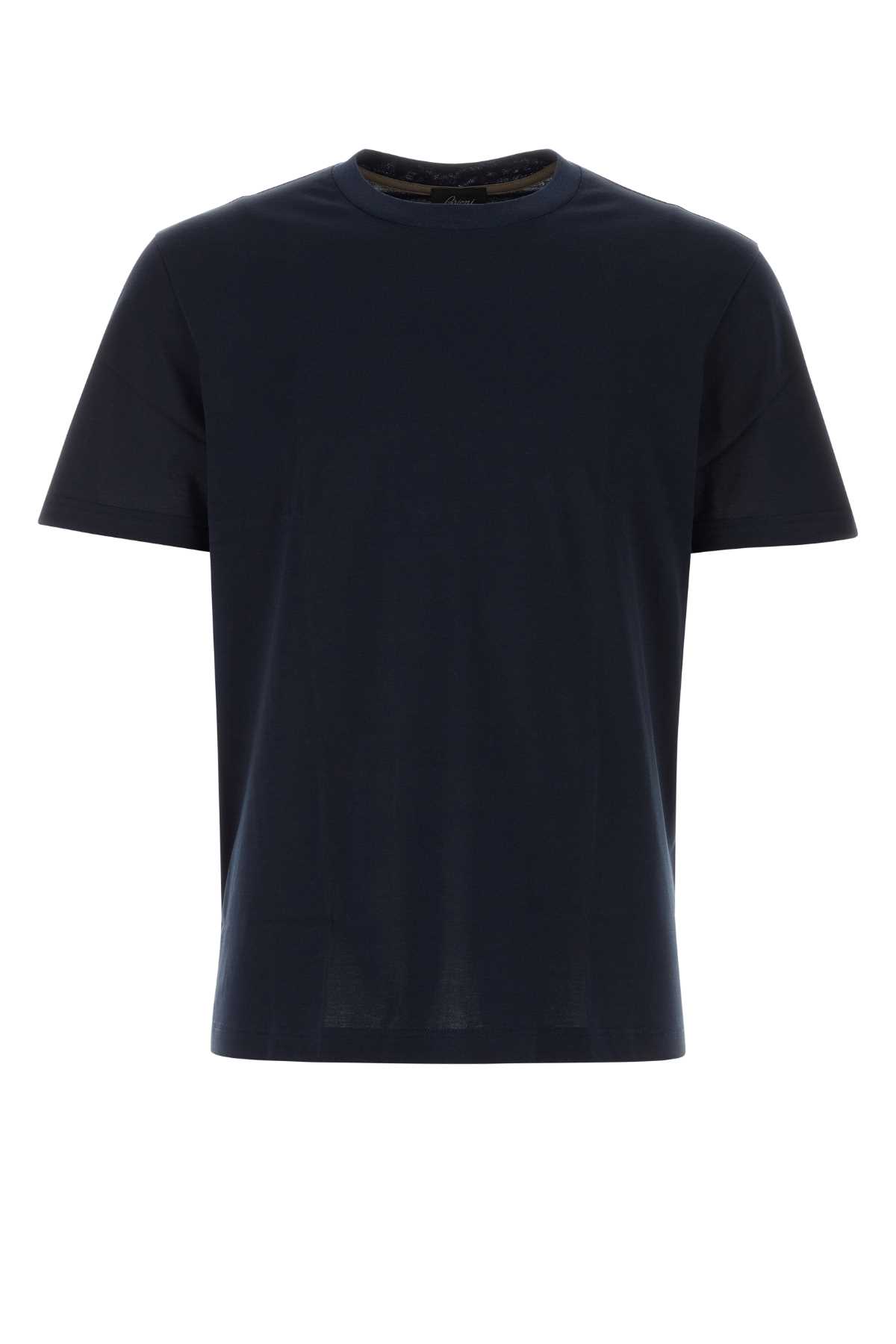 Shop Brioni Midnight Blue Cotton T-shirt In Navy