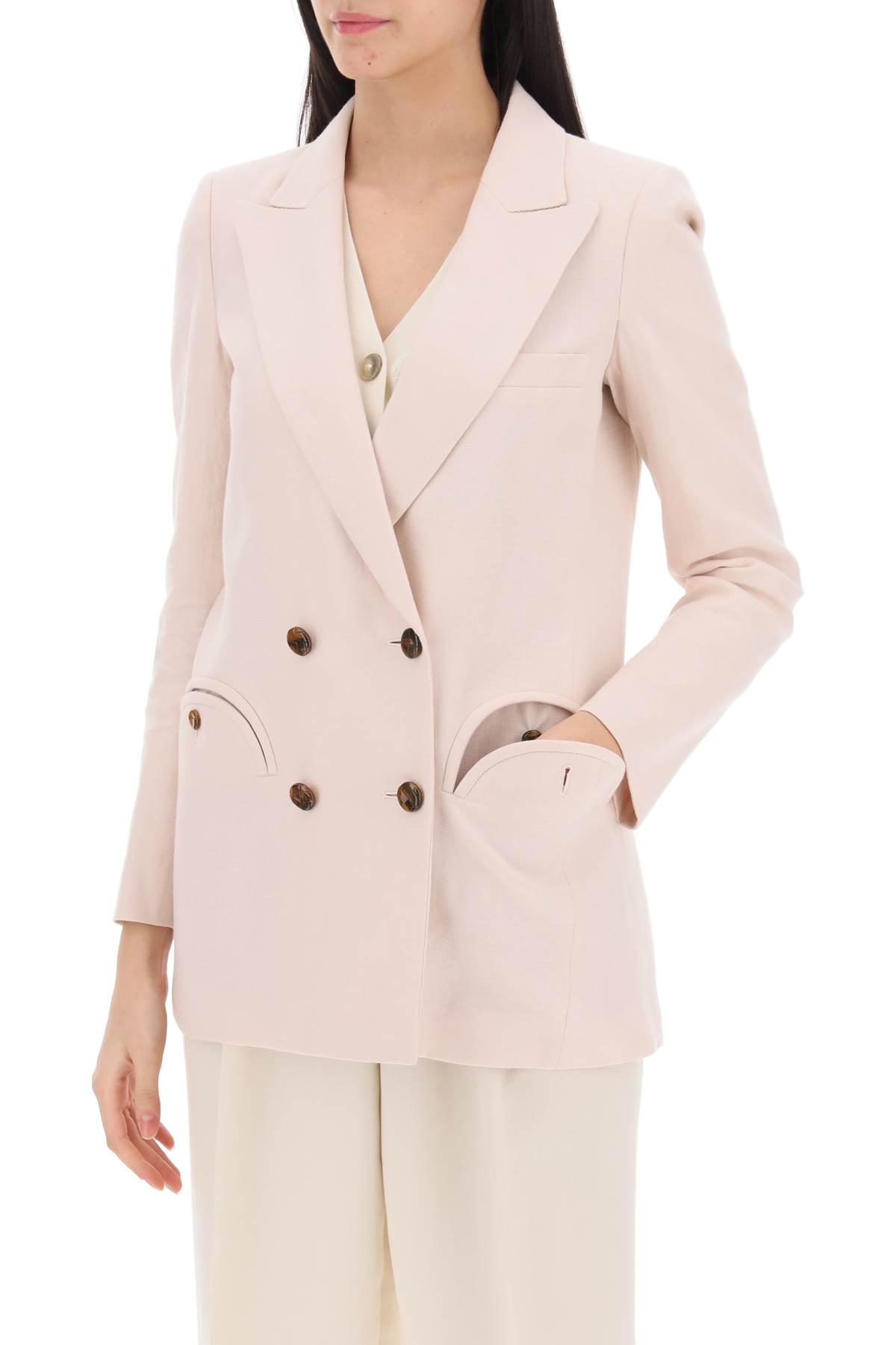 Shop Blazé Milano Everyday Mid-day Sun Double-breasted Blazer In Pink